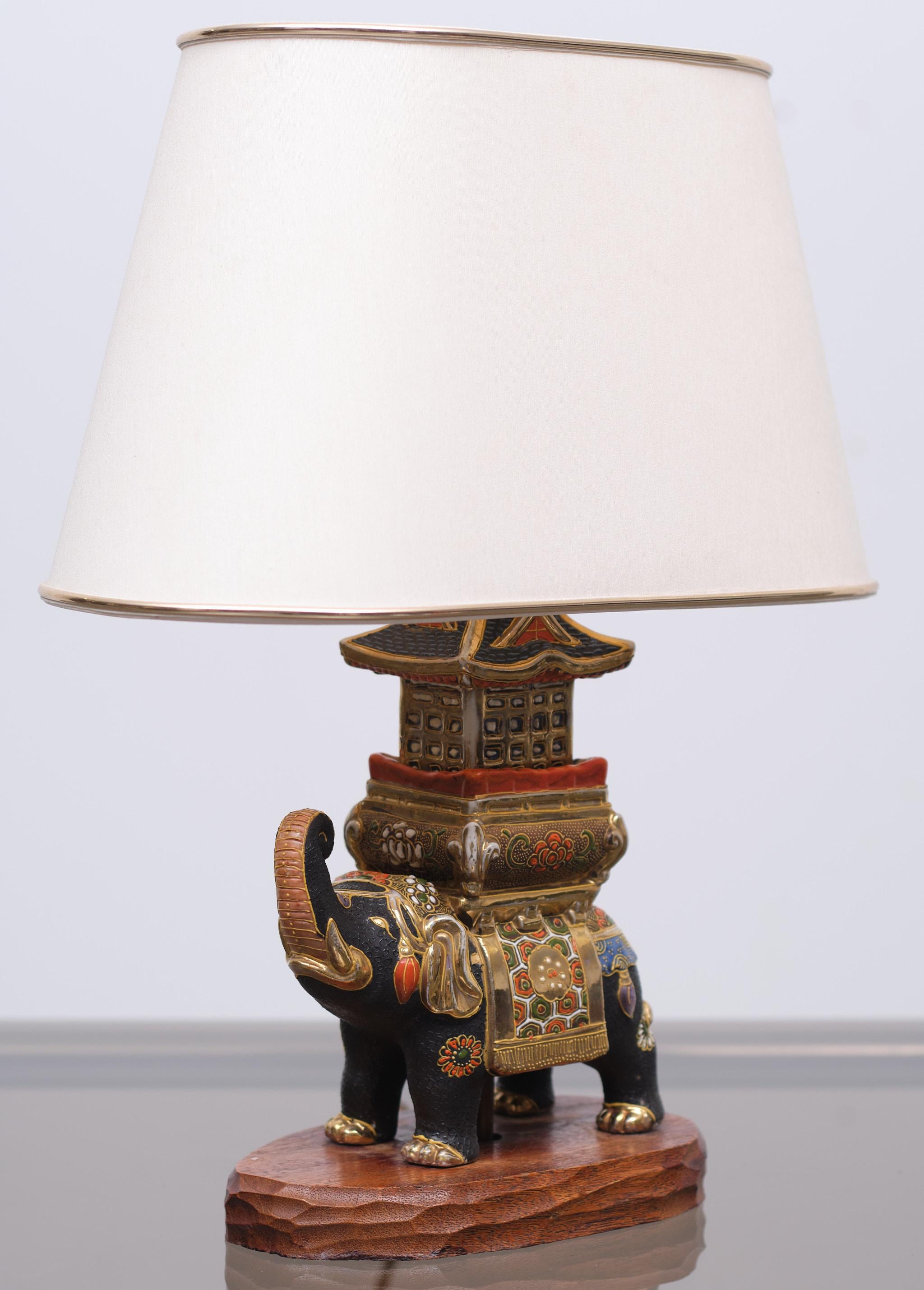 Mid-20th Century Satsuma Elephant Table Lamp, 1930s, Japan