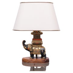 Vintage Satsuma Elephant Table Lamp, 1930s, Japan