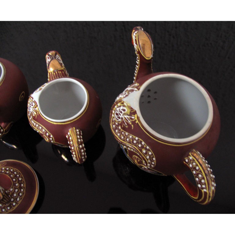 Satsuma Geisha Lithophane Porcelain Tea Set, Mid-Century, Japan For Sale 3