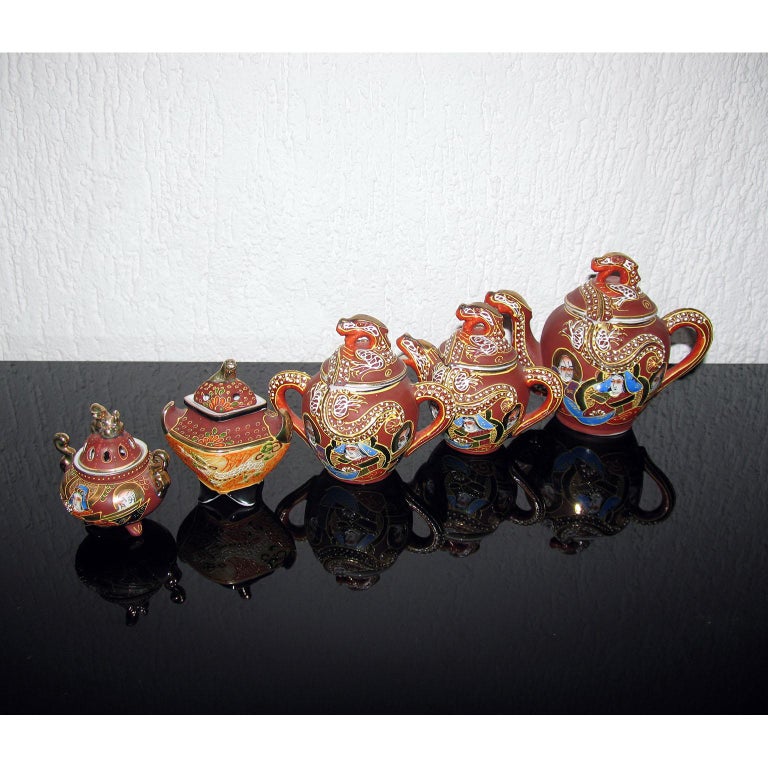 Satsuma Geisha Lithophane Porcelain Tea Set, Mid-Century, Japan For Sale 5