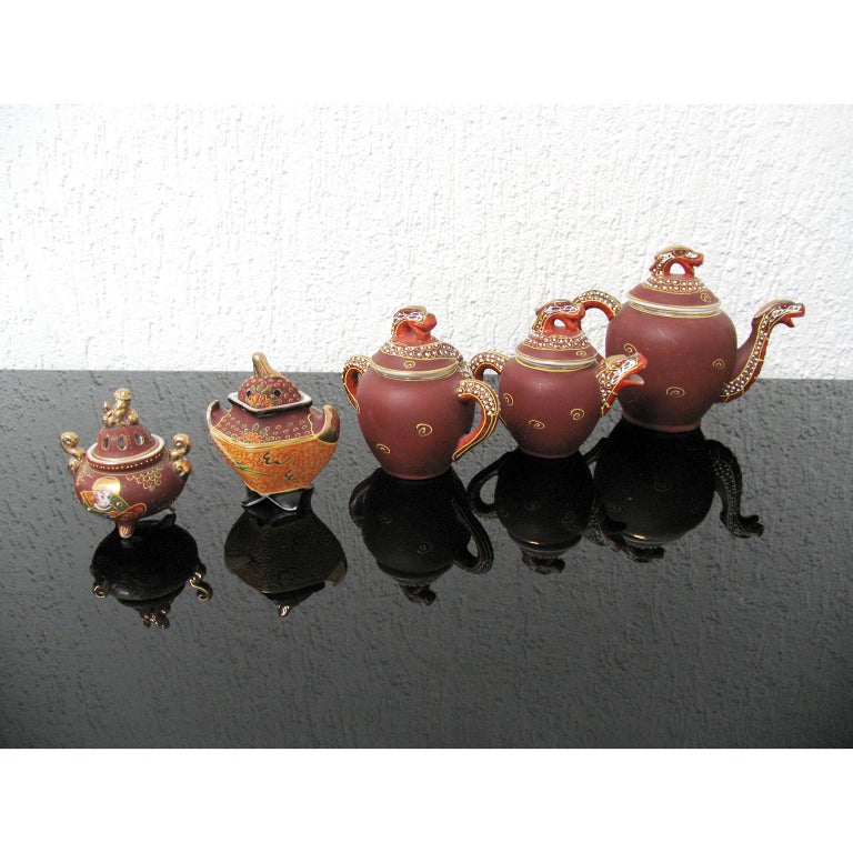 Satsuma Geisha Lithophane Porcelain Tea Set, Mid-Century, Japan For Sale 6