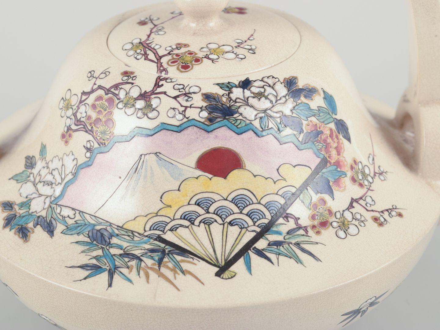 Glazed Satsuma, Imperial Japan. Miniature teapot in earthenware. Approx. 1870s For Sale