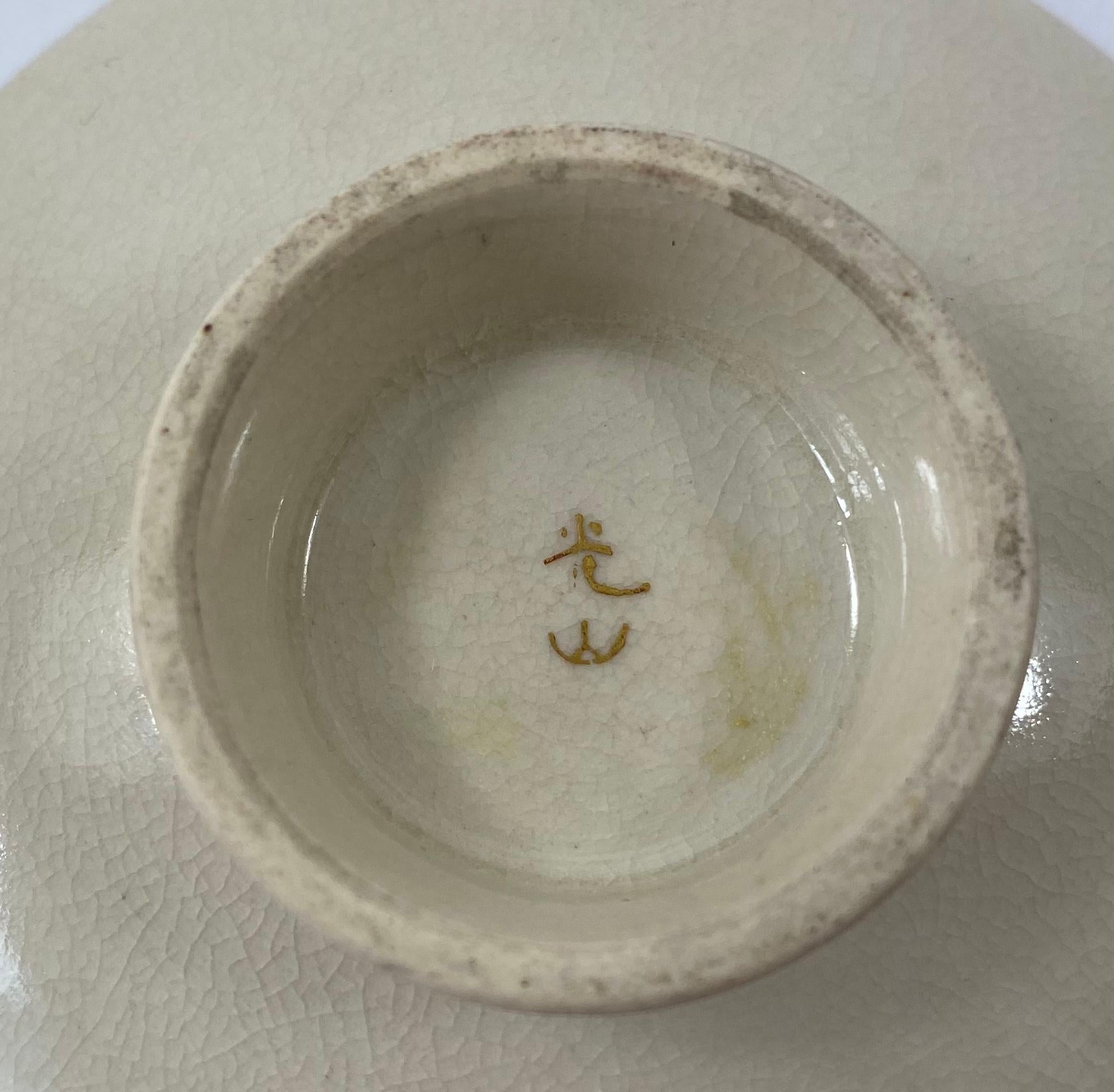 Earthenware Satsuma Miniature Dish, Processional Boys, Keizan, Meiji Period
