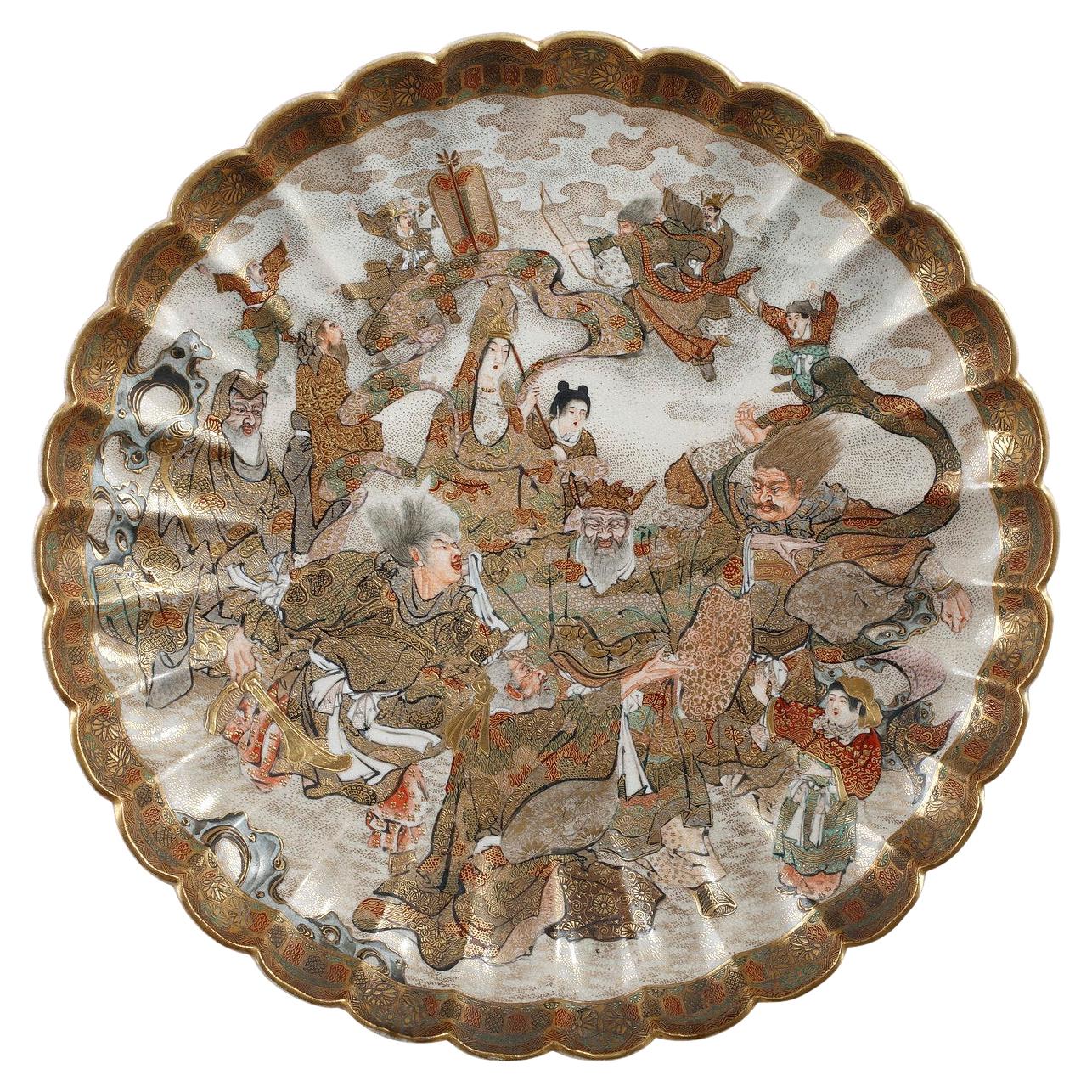 Satsuma Plate Decorated with Animated Characters, Japan