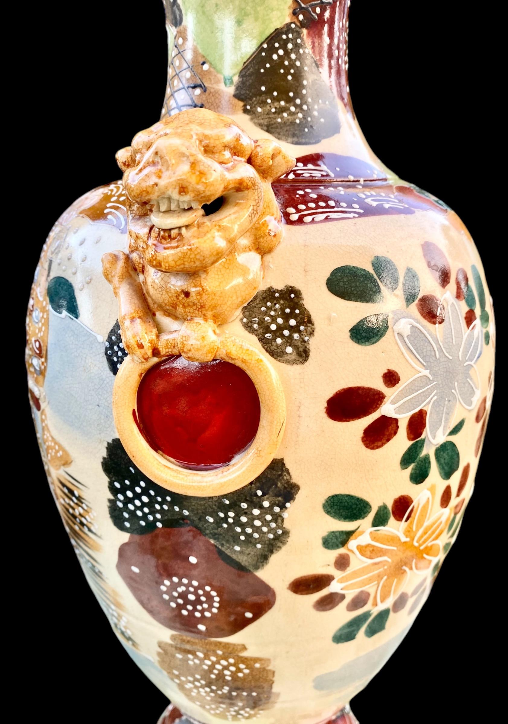 Satsuma Polychrome Painted Vase, Taisho Period (1912- 1926) 4