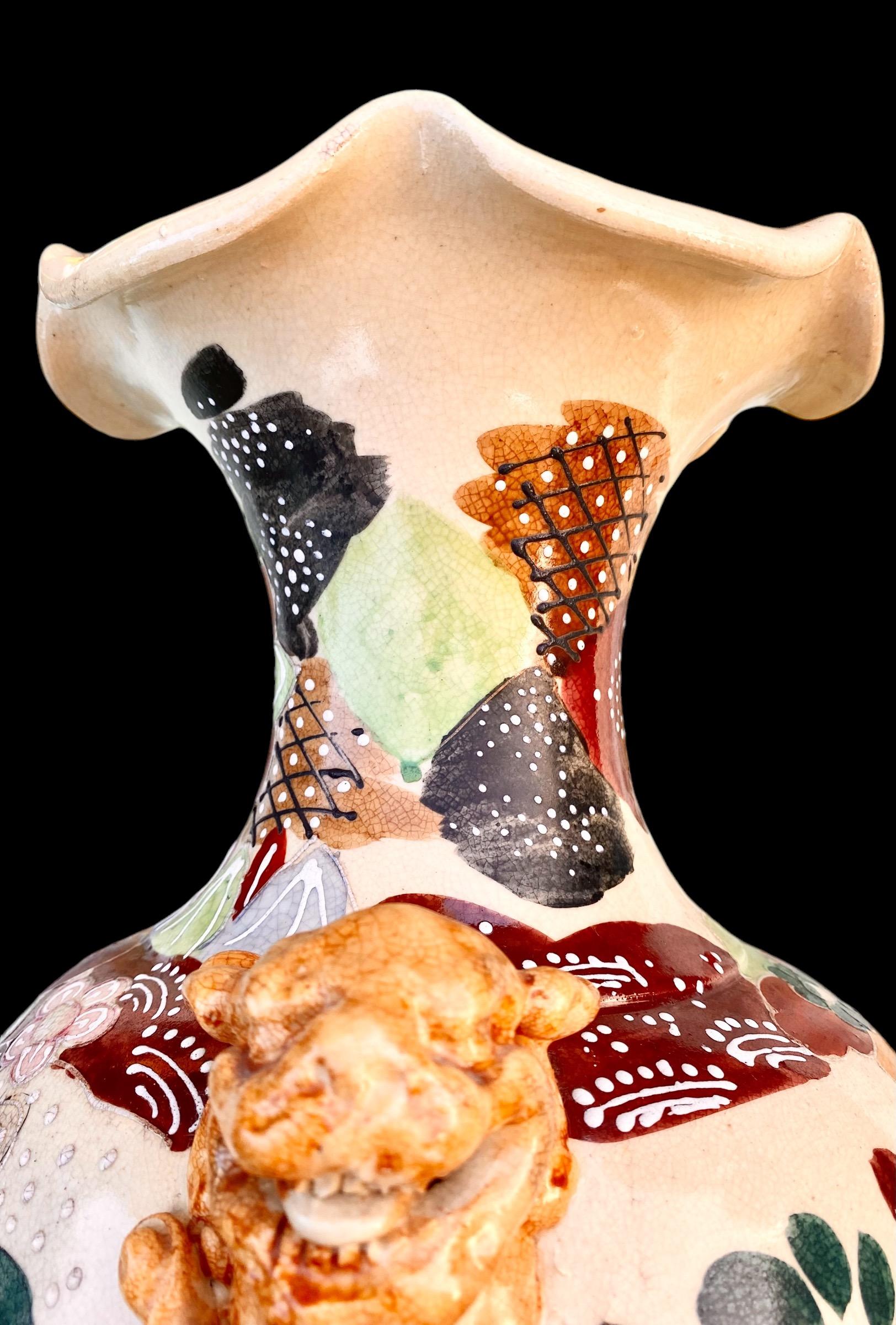 Satsuma Polychrome Painted Vase, Taisho Period (1912- 1926) 8