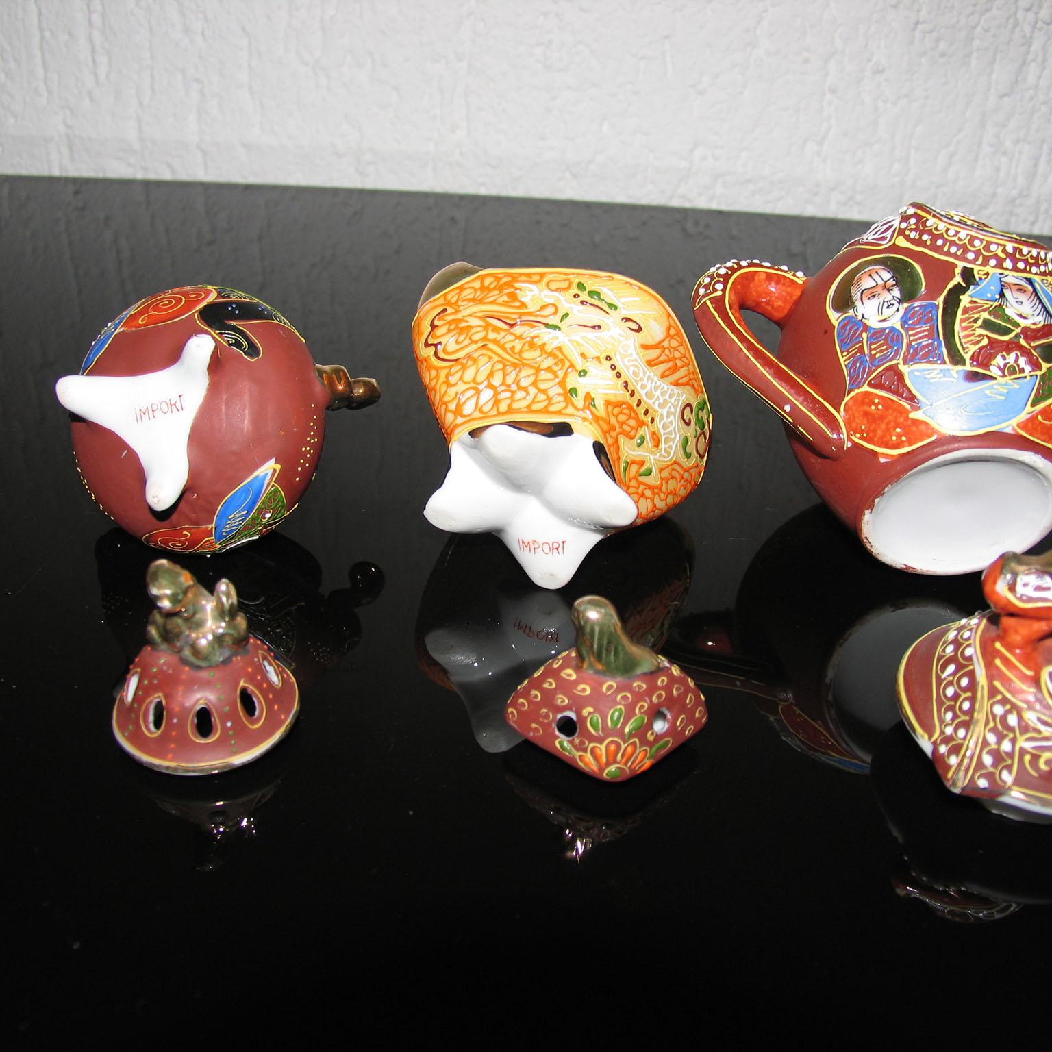 Satsuma Porcelain Tea Set, Geisha Lithophane, MidCentury, Japan, Free