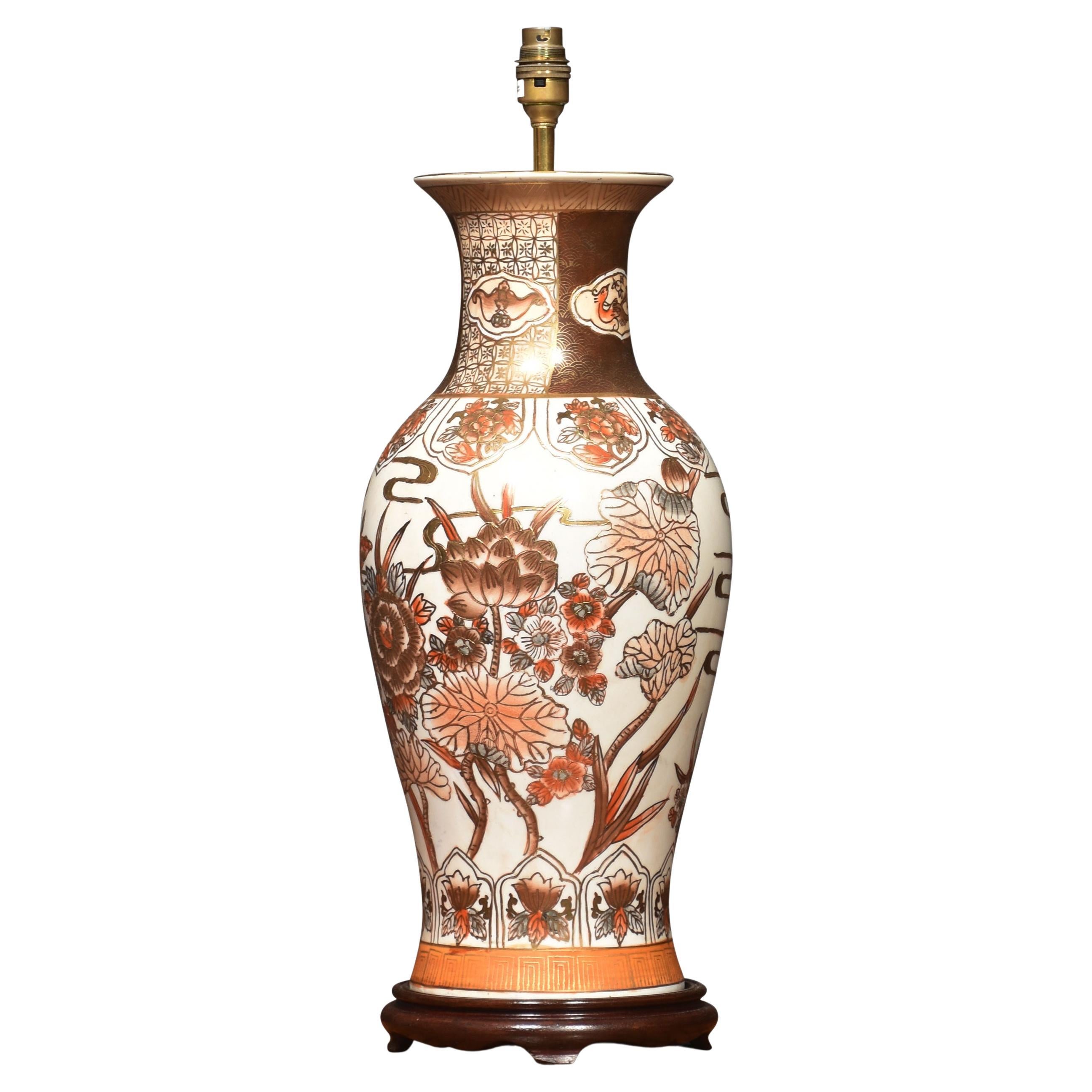 Satsuma Porcelain Vase Lamp For Sale
