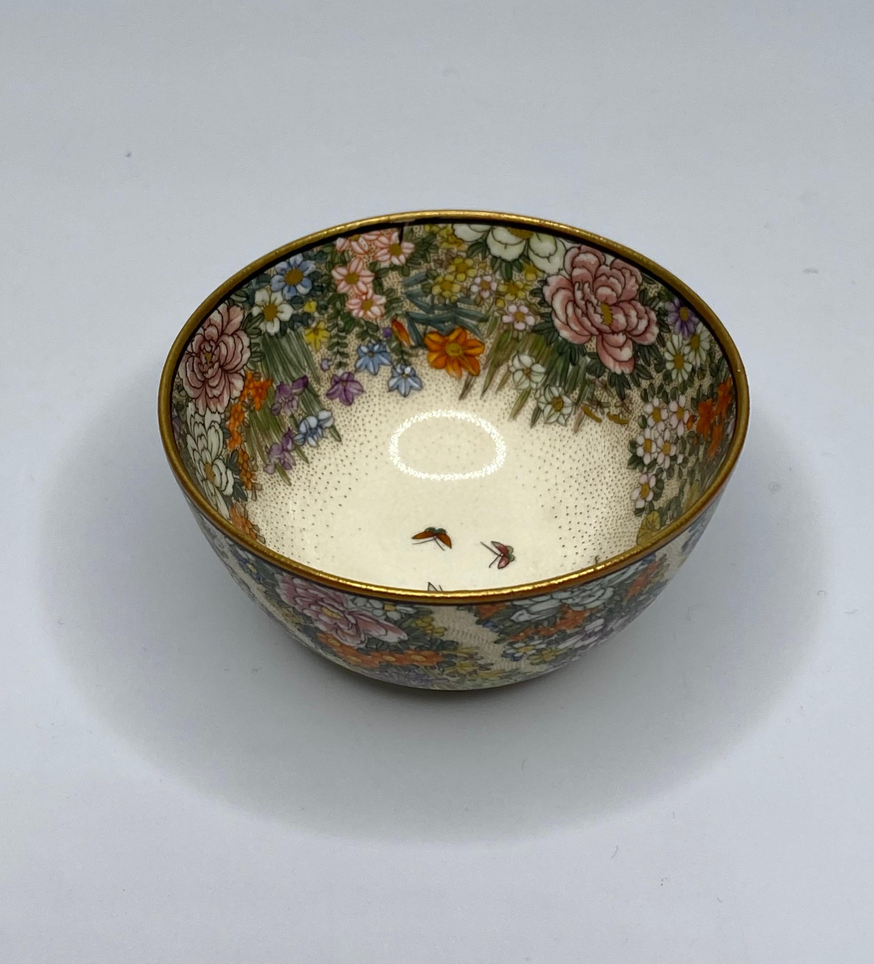 Satsuma pottery bowl, ‘Millefleur’, Kinkozan, Meiji Period. 1