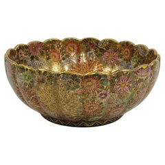 Satsuma Pottery Bowl, ‘Millefleur’ Pattern, Hozan, Meiji Period