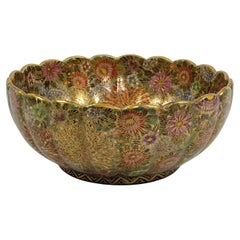 Bol en poterie de Satsuma, motif Millefleur, Hozan, période Meiji