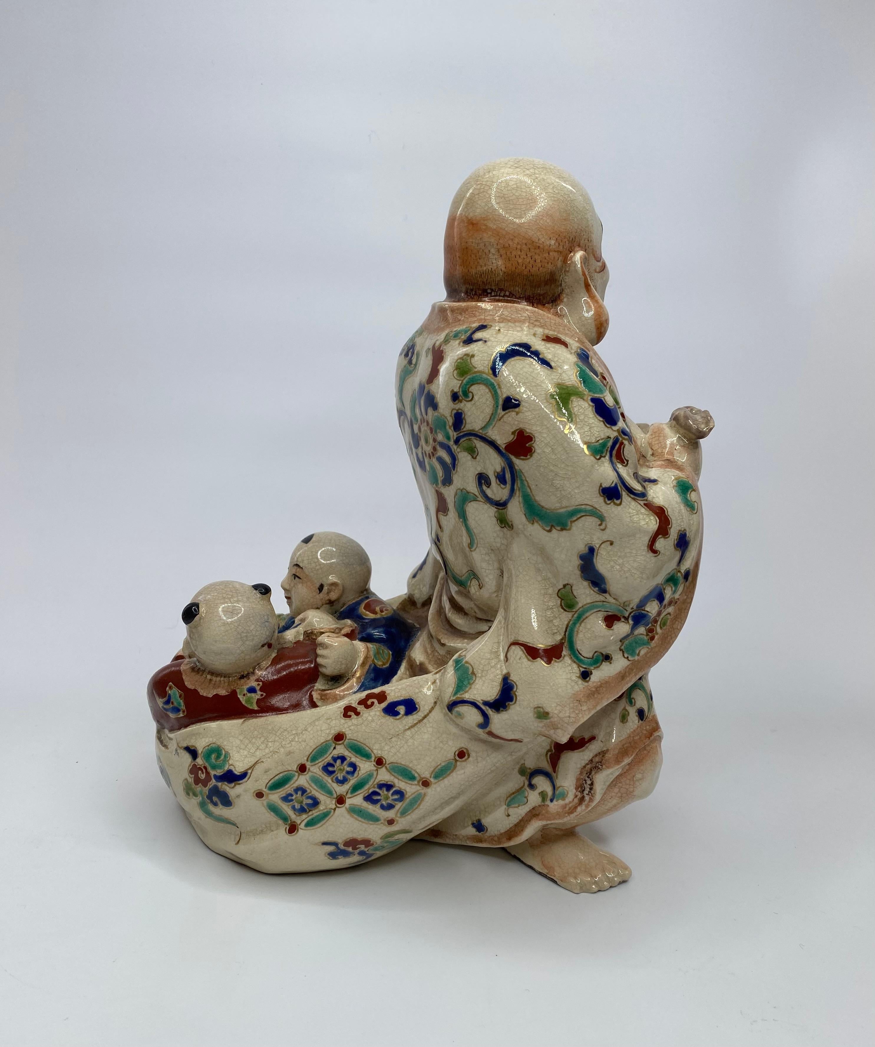 Japanese Satsuma Pottery Figure ‘Hotei’, Japan, C. 1890, Meiji Period