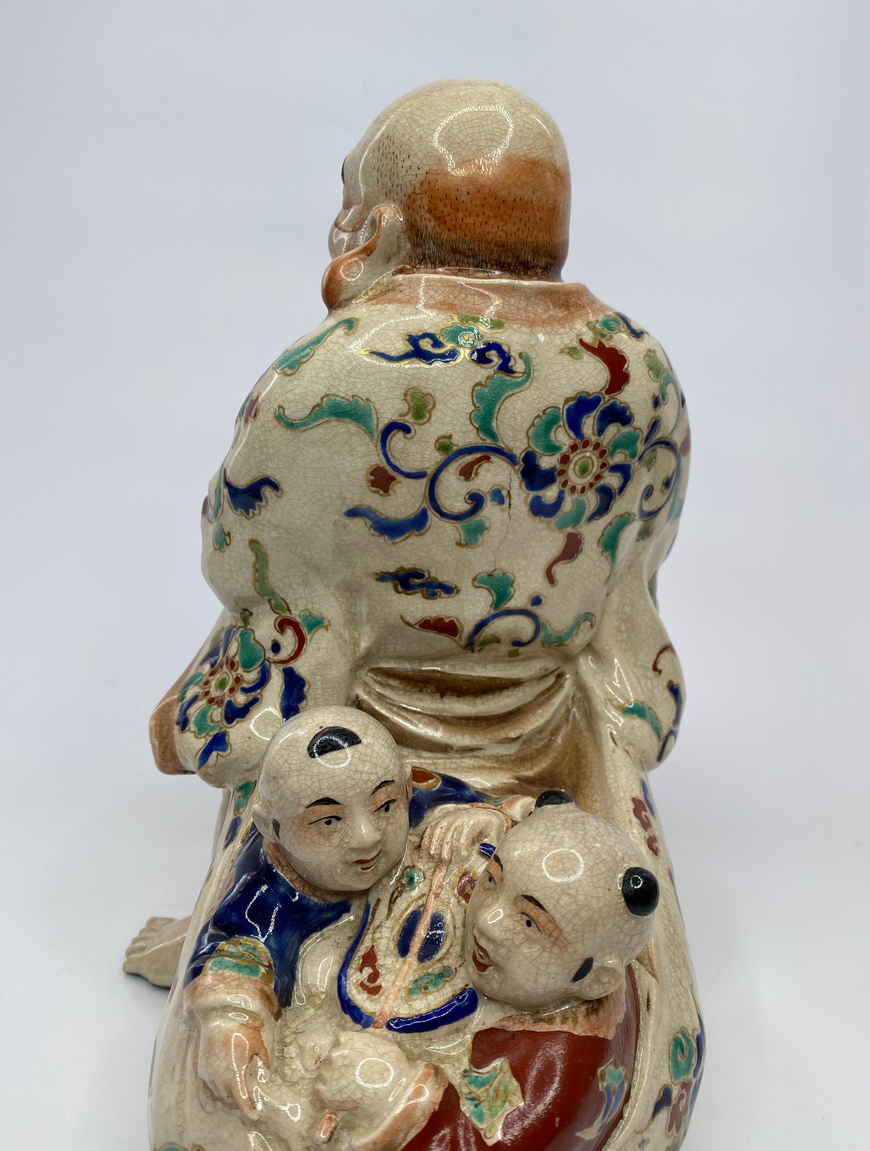 Late 19th Century Satsuma Pottery Figure ‘Hotei’, Japan, C. 1890, Meiji Period