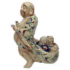 Satsuma-Keramikfigur 'Hotei', Japan, um 1890, Meiji-Zeit.