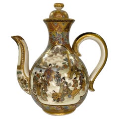 Satsuma Pottery Sake Ewer, Ryozan Okamoto, Meiji Period