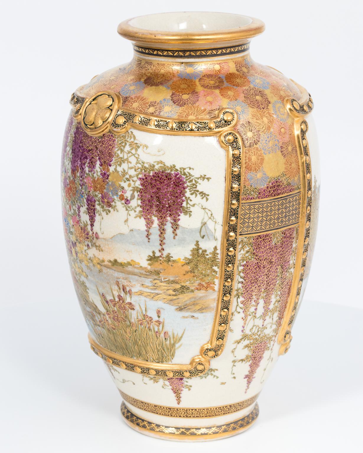 Satsuma Pottery Vase, circa 1890 For Sale 5