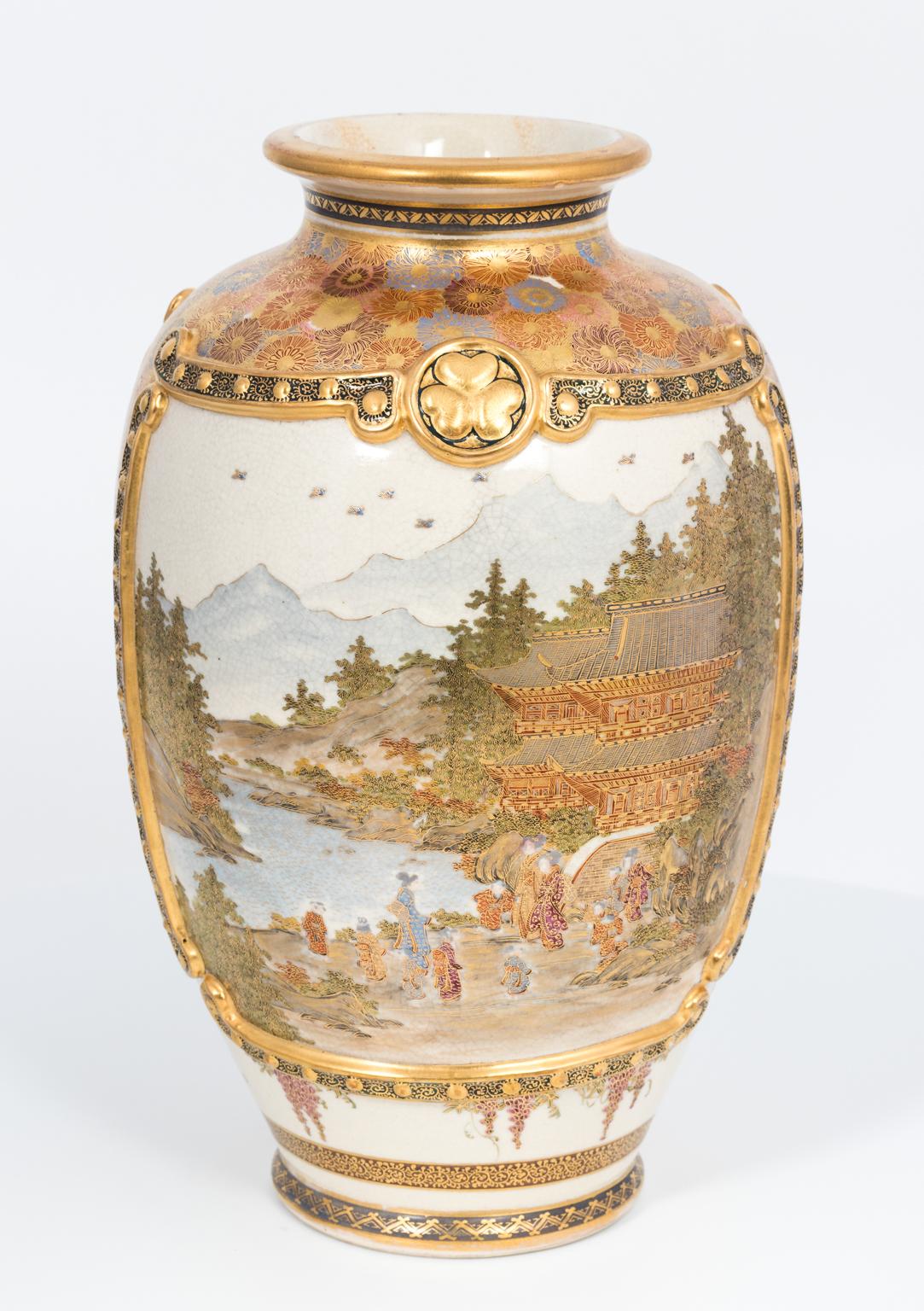 Satsuma Pottery Vase, circa 1890 For Sale 8