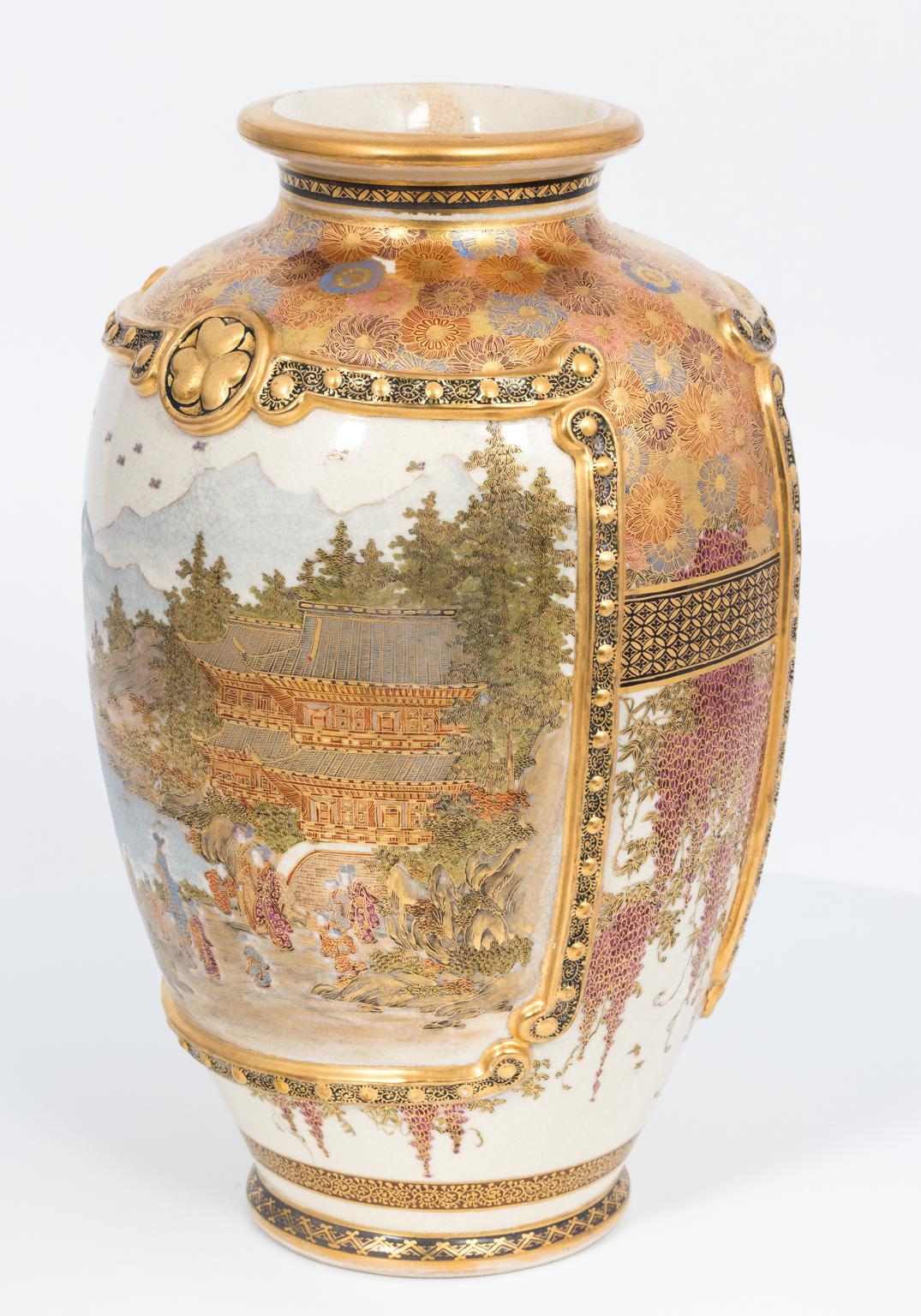 Satsuma Pottery Vase, circa 1890 For Sale 9