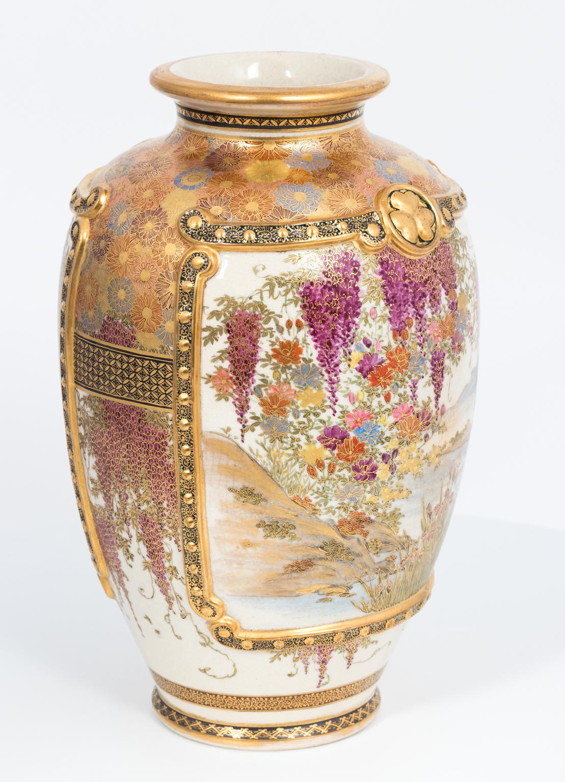 Satsuma Pottery Vase, circa 1890 For Sale 11