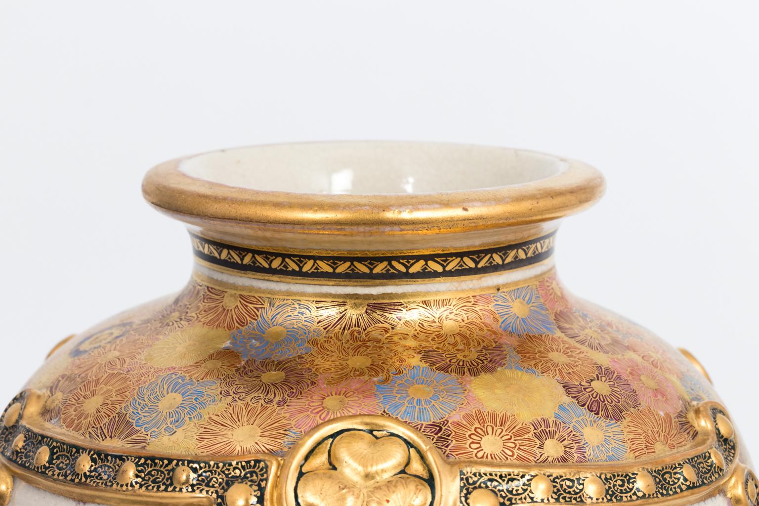 Porcelain Satsuma Pottery Vase, circa 1890 For Sale