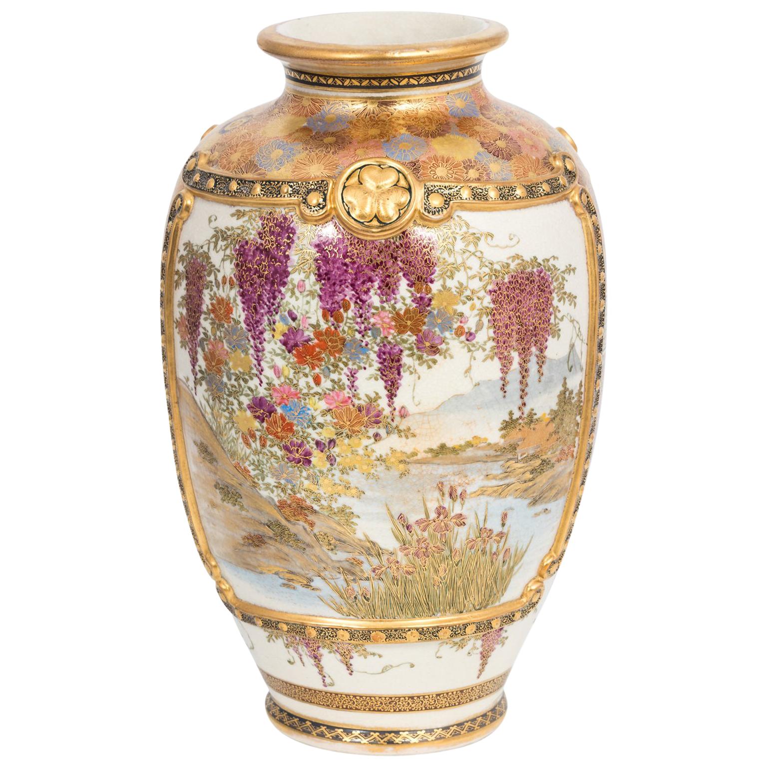 Satsuma Pottery Vase, circa 1890 For Sale