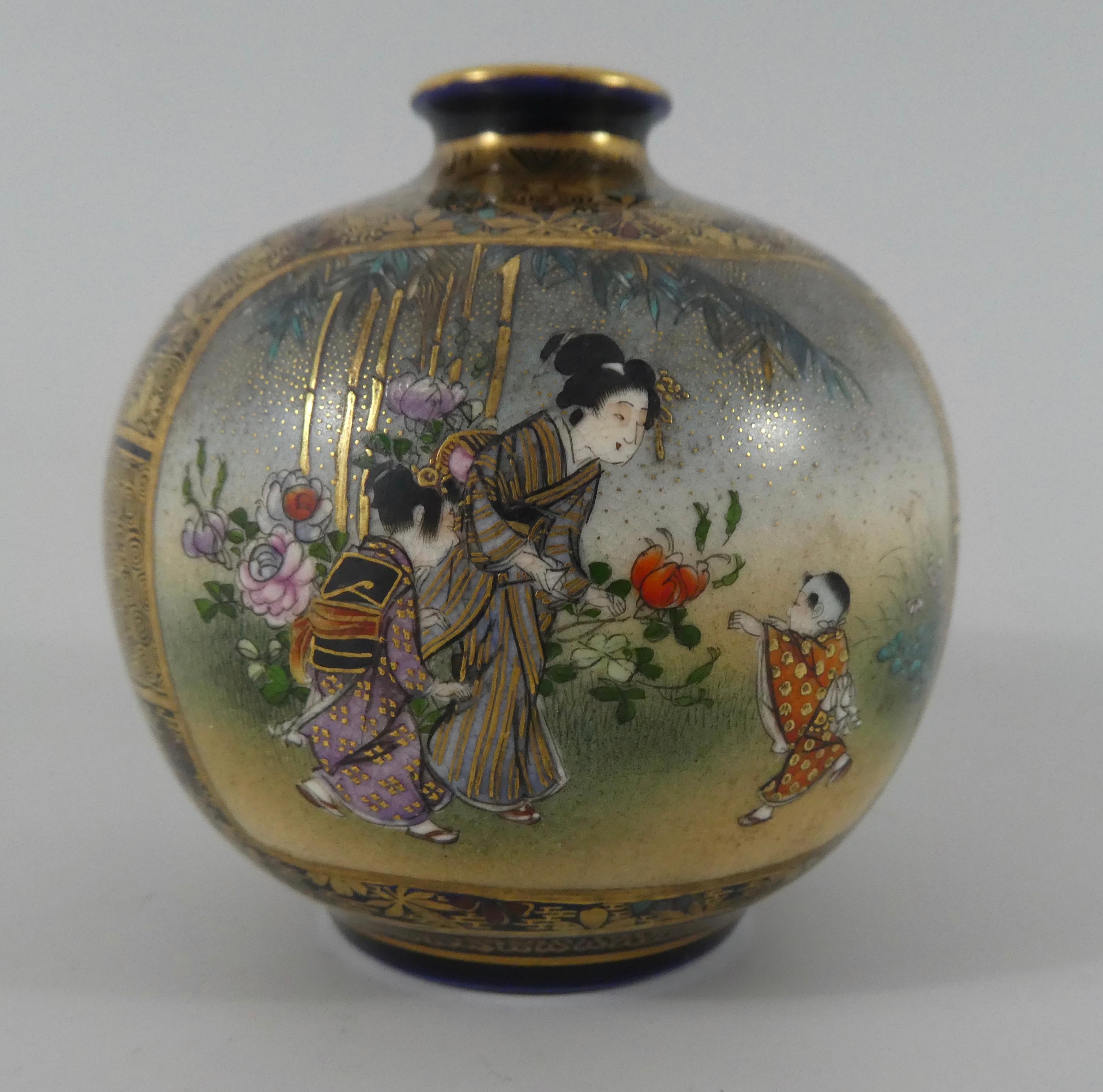 Satsuma-Keramikvase:: Kinkozan:: um 1900:: Meiji-Zeit (Tonware)