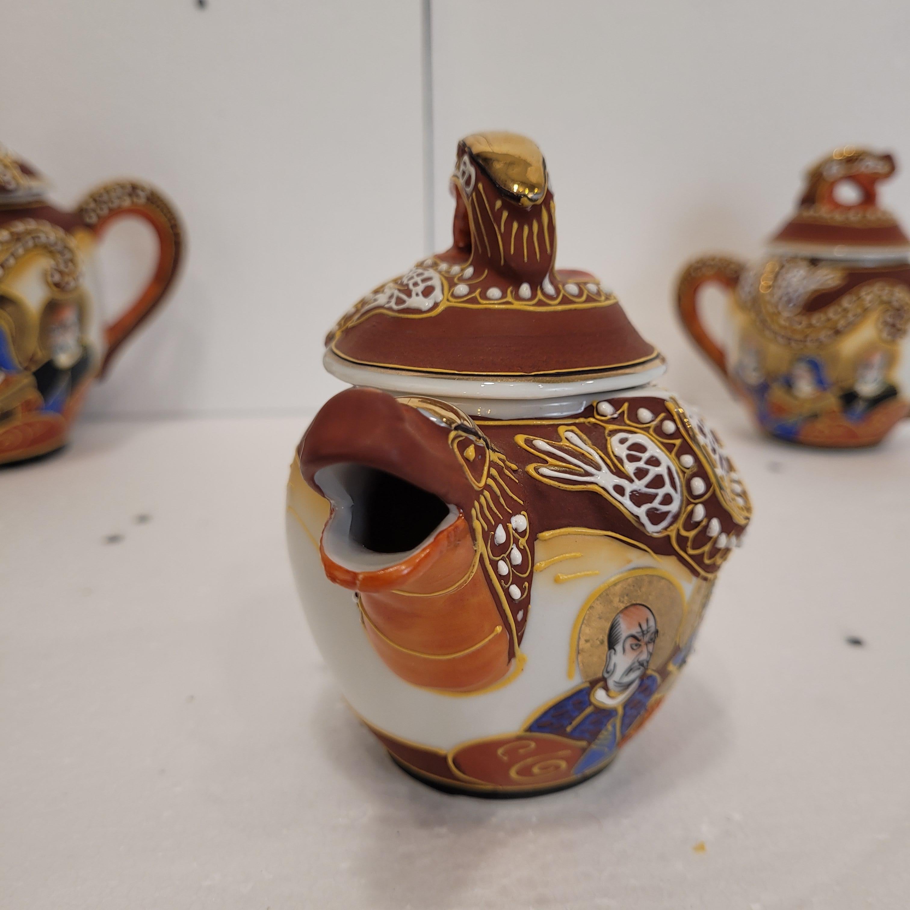 Satsuma Red Gold Blue Satsuma Porcelain Tea Set, Nakasima Japan For Sale 11