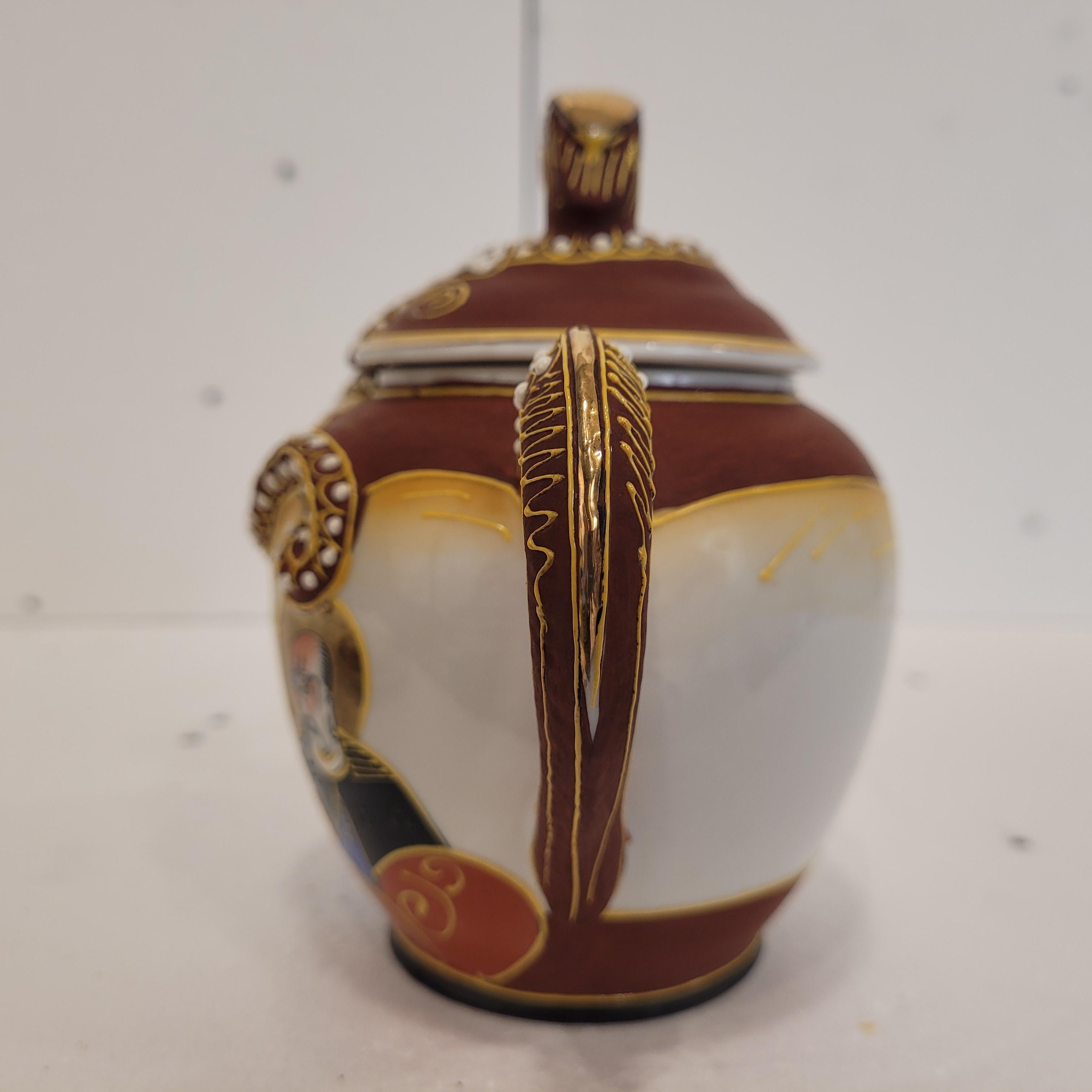 Satsuma Red Gold Blue Satsuma Porcelain Tea Set, Nakasima Japan In Excellent Condition For Sale In Valladolid, ES