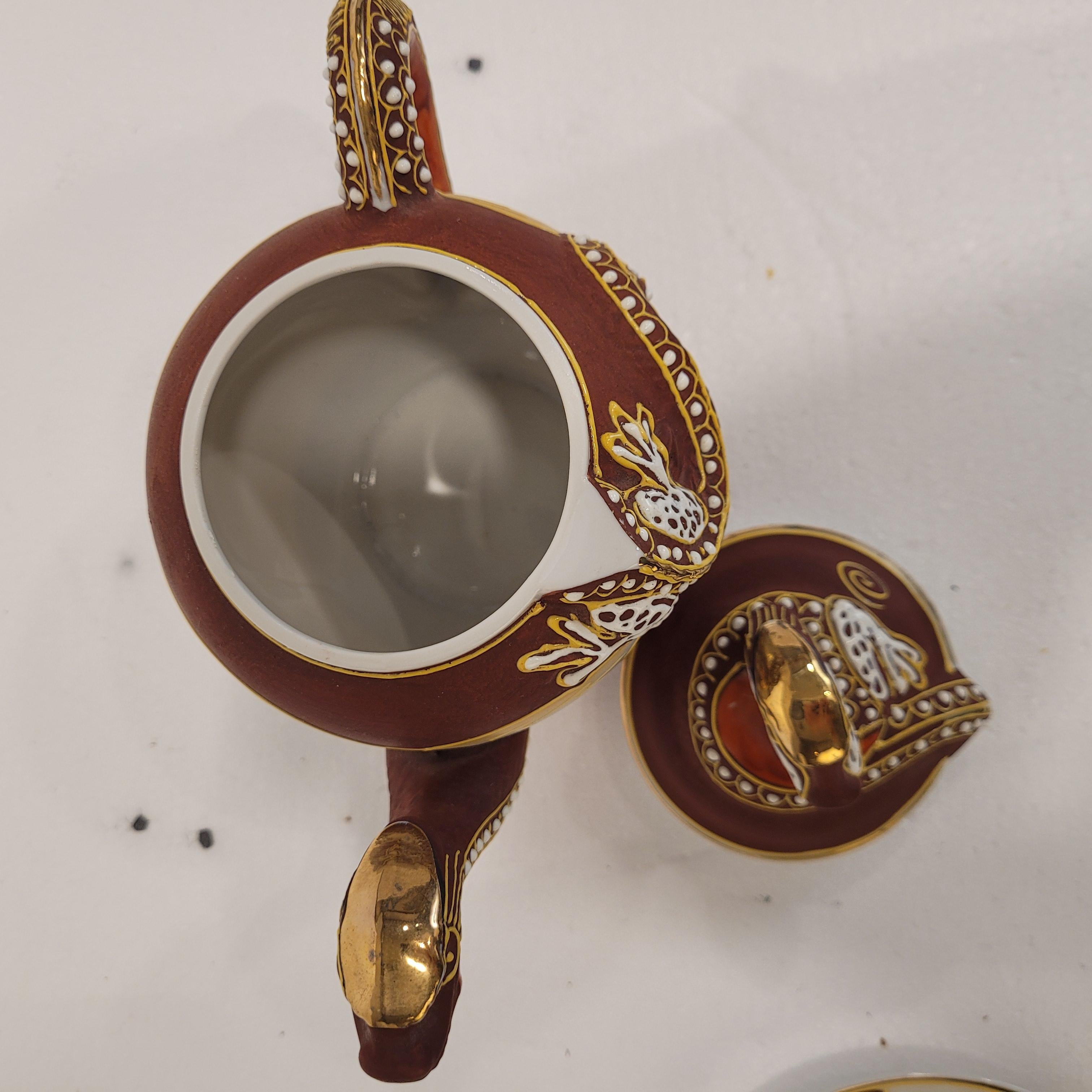 Satsuma Red Gold Blue Satsuma Porcelain Tea Set, Nakasima Japan For Sale 1
