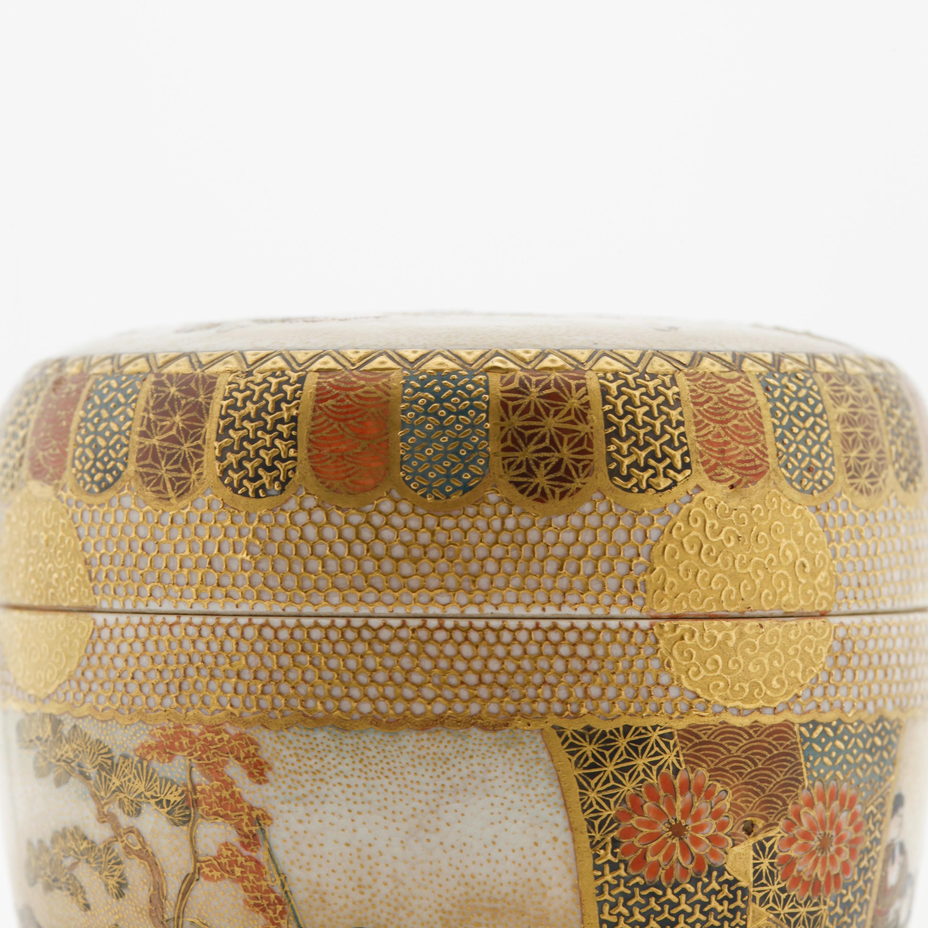 Satsuma, Tea Caddy, Meiji Period, Antique Japanese Porcelain, Japanese Ceramics In Good Condition In London, GB