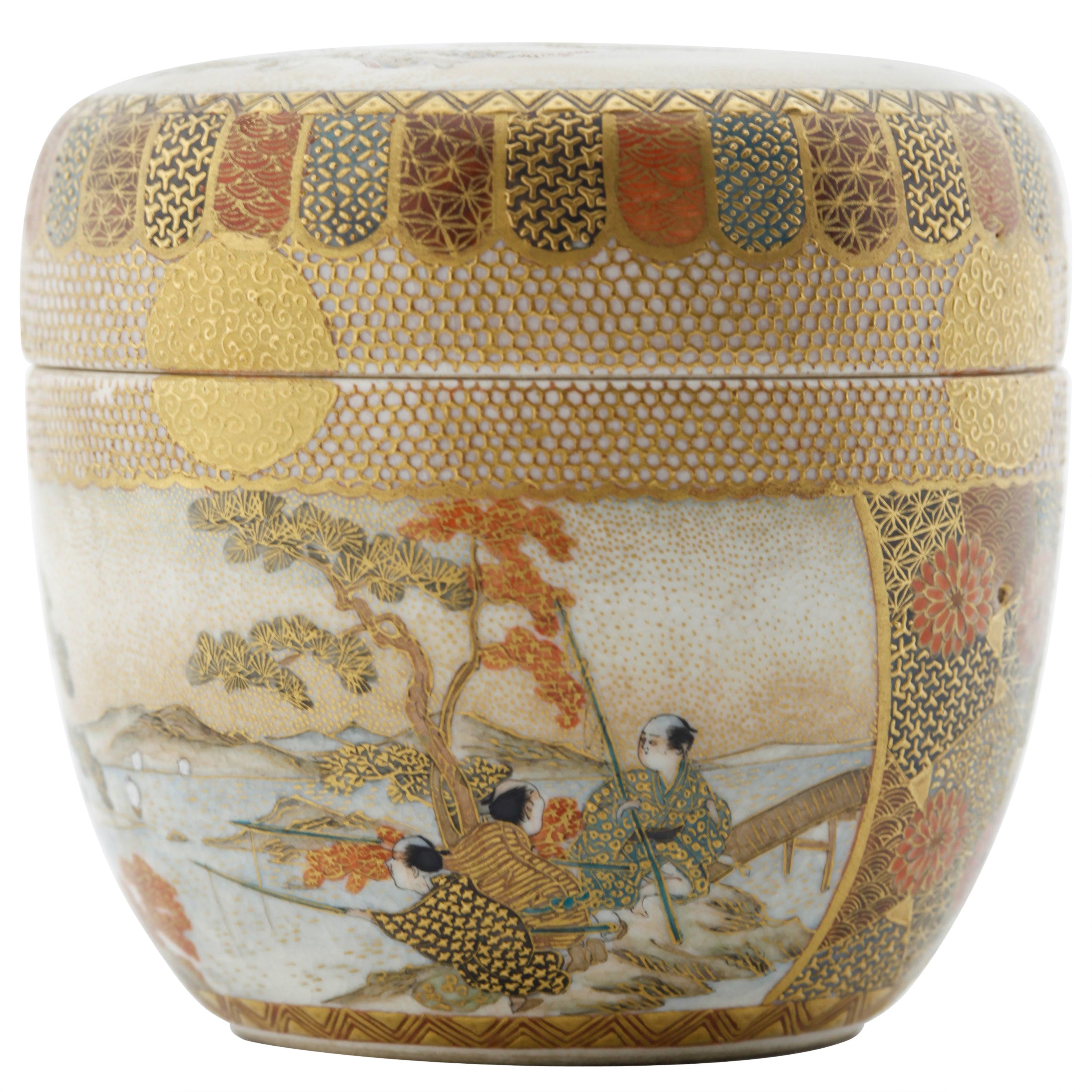 Satsuma, Tea Caddy, Meiji Period, Antique Japanese Porcelain, Japanese Ceramics