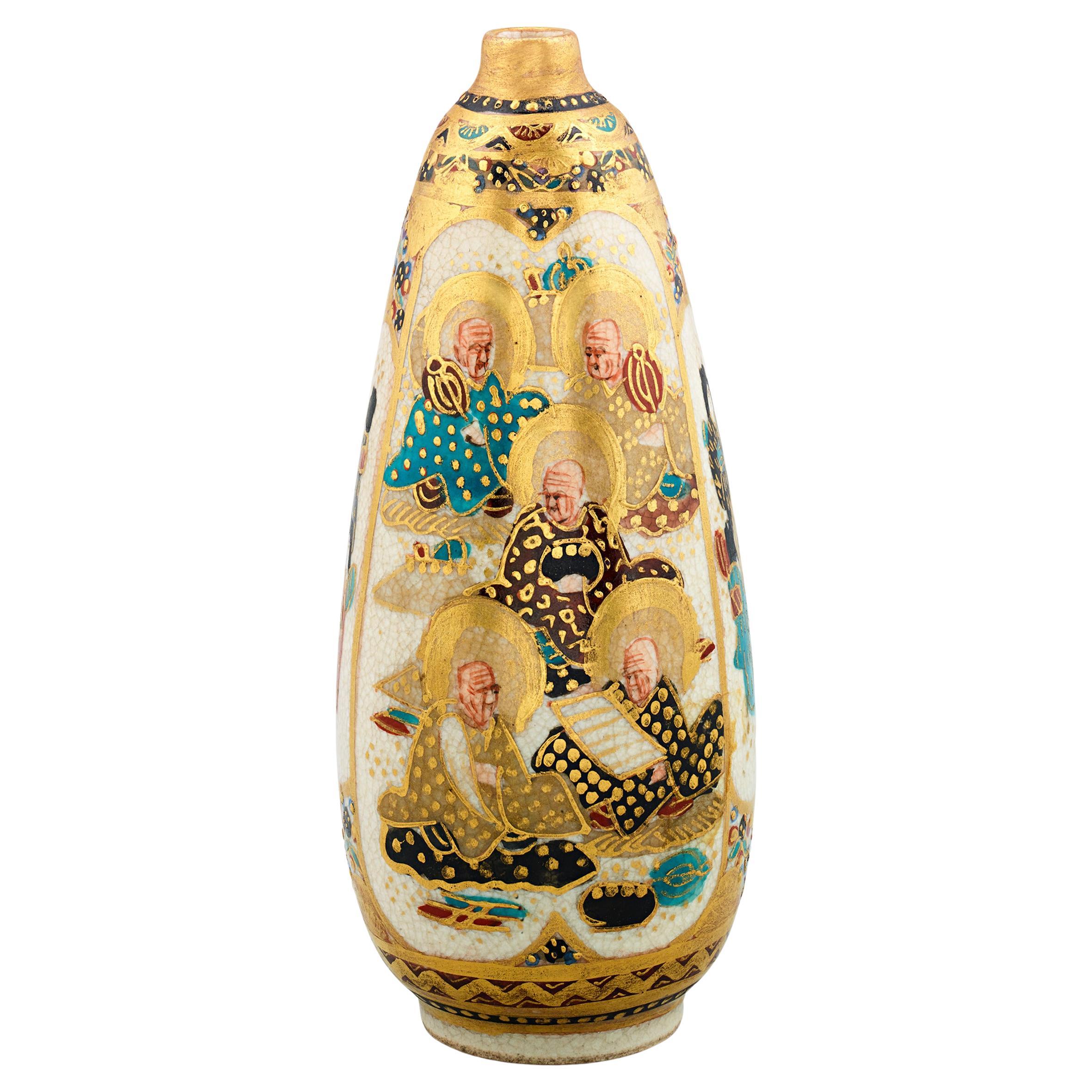 Satsuma Vase with Monks For Sale