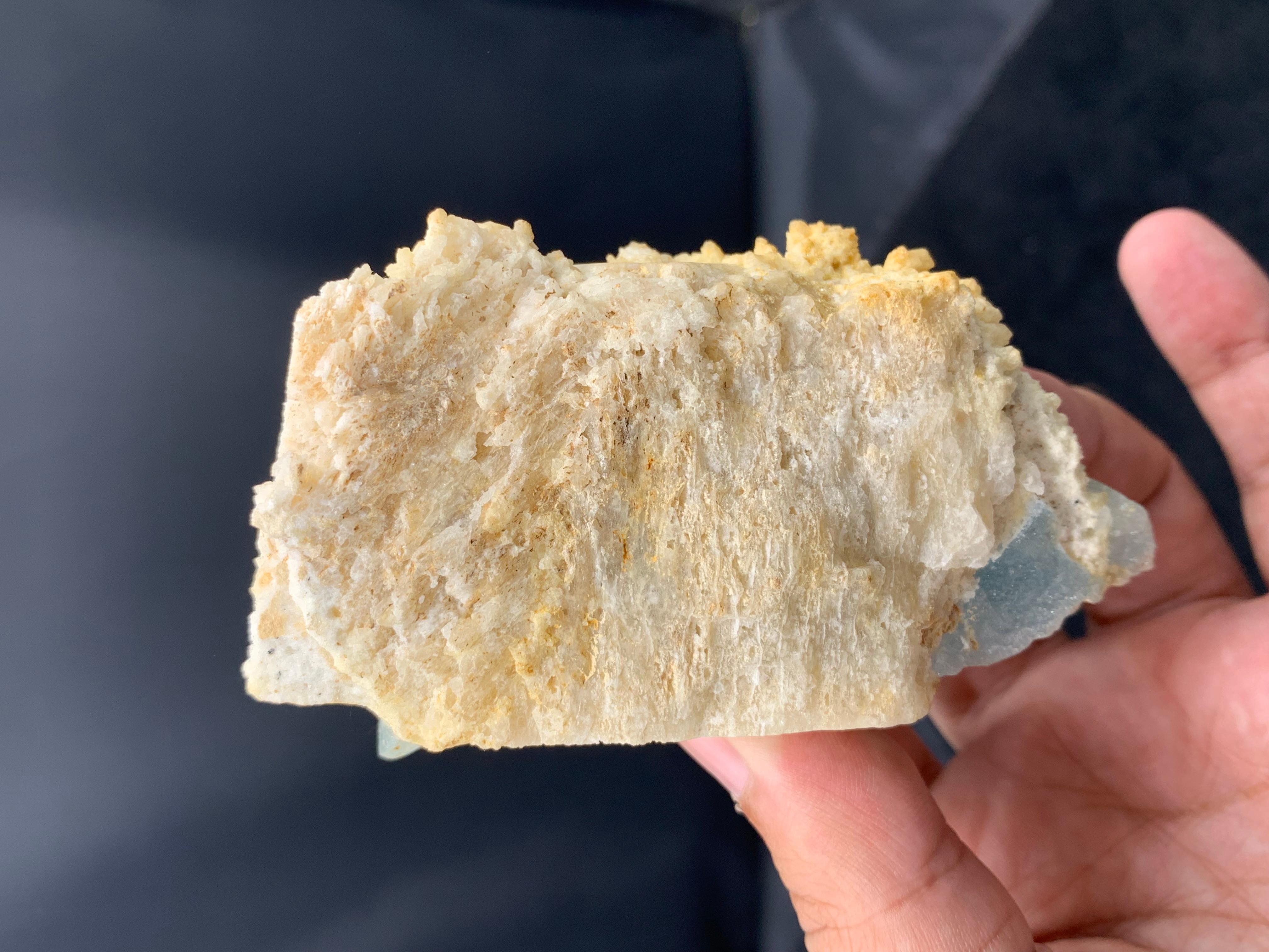 Contemporary Saturated Aquamarine On Albite From Kunnar, Afghanistan For Sale