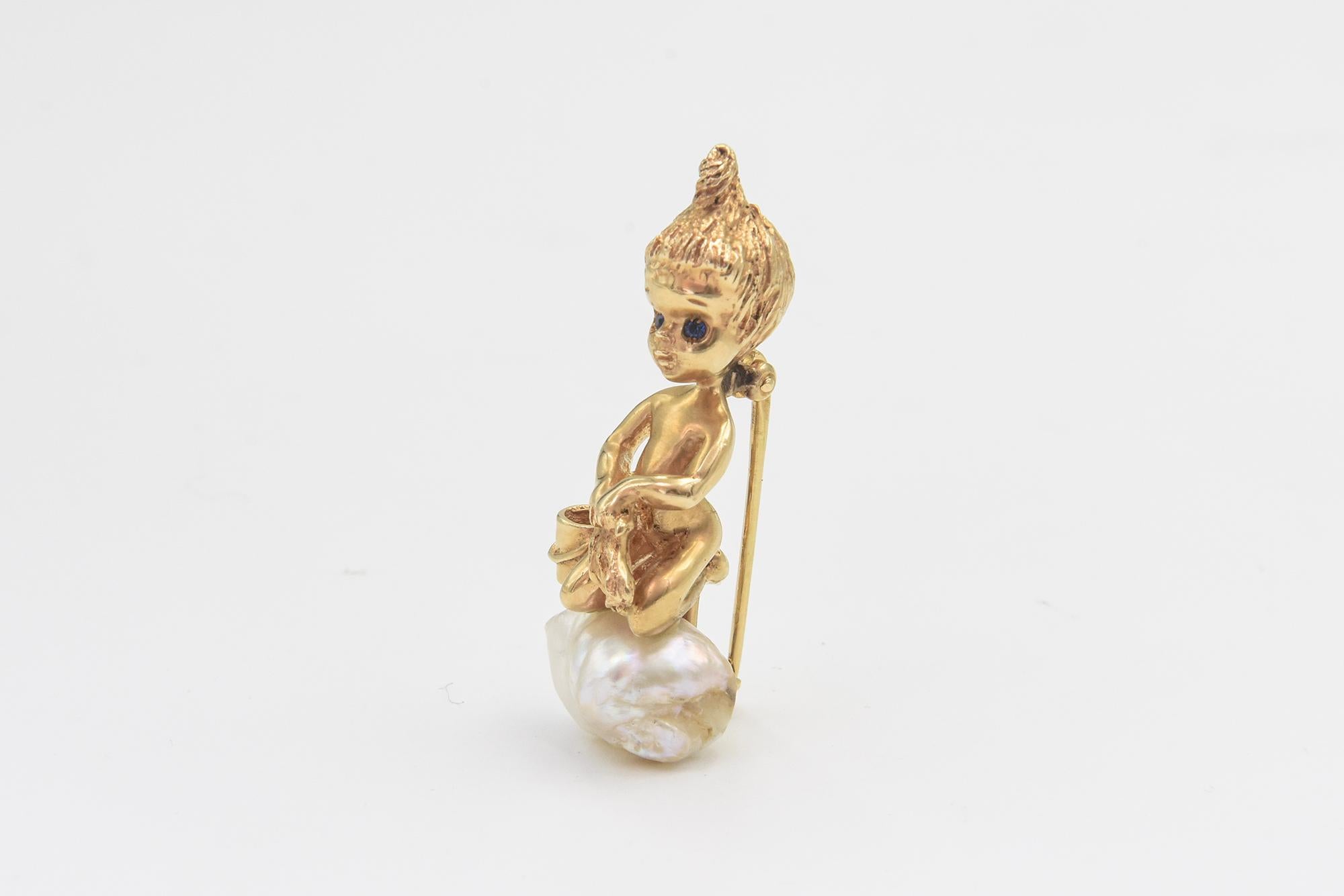 Rough Cut  Saturdays Child Gold Brooch by William Ruser For Sale