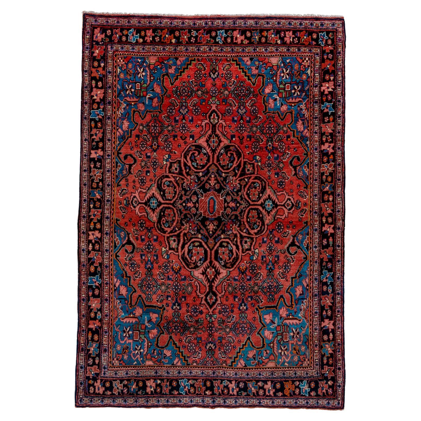 Bidjar Medium Mat, gestufter roter und blauer Vintage