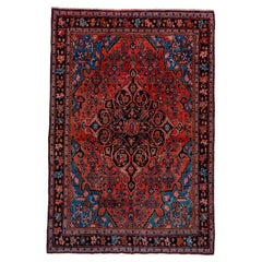 Satured Red and Blue Vintage Bidjar Medium Mat