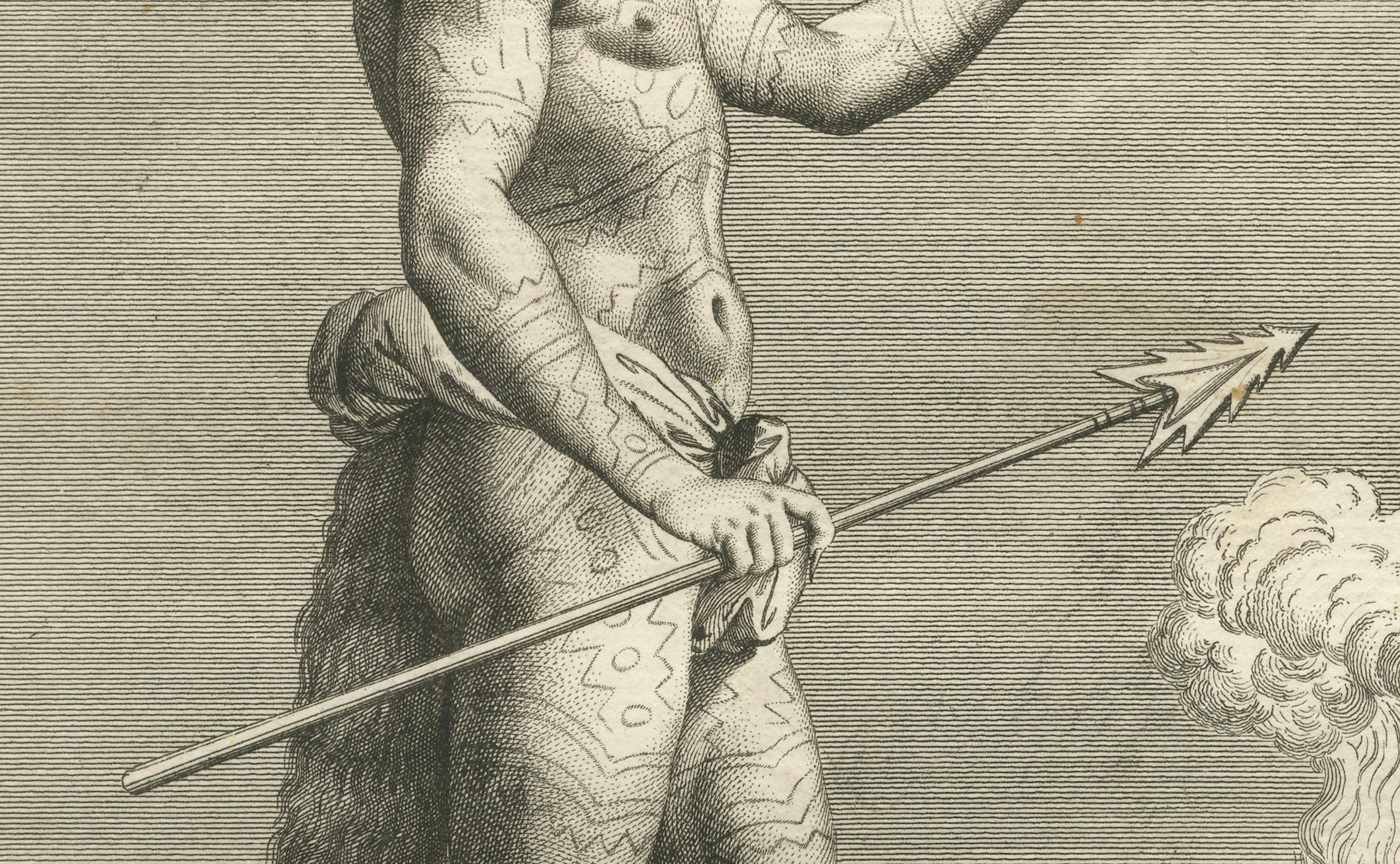 Fine XVIII secolo Saturiova: il re guerriero della Florida che esegue un sacrificio rituale, 1790 ca. in vendita