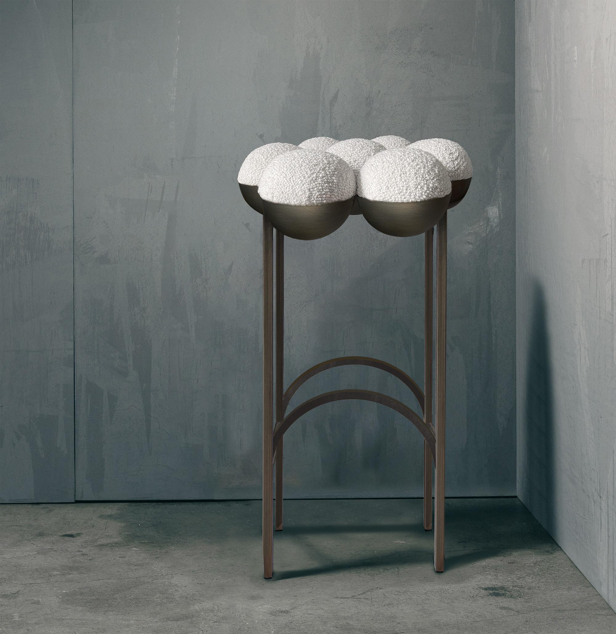 cream boucle stool