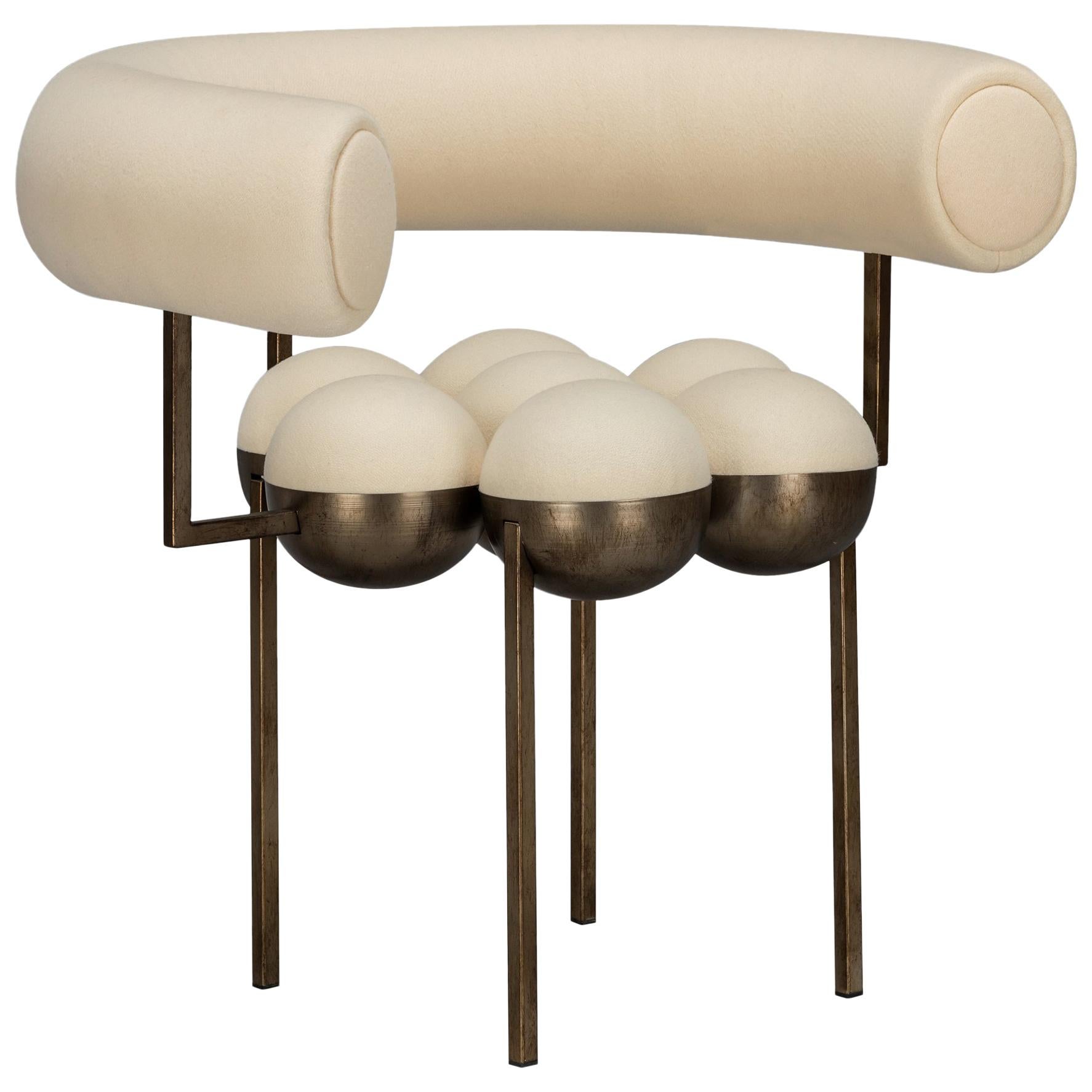 Saturn Chair, Bronze Oxidised Steel Frame and Cream Wool by Lara Bohinc