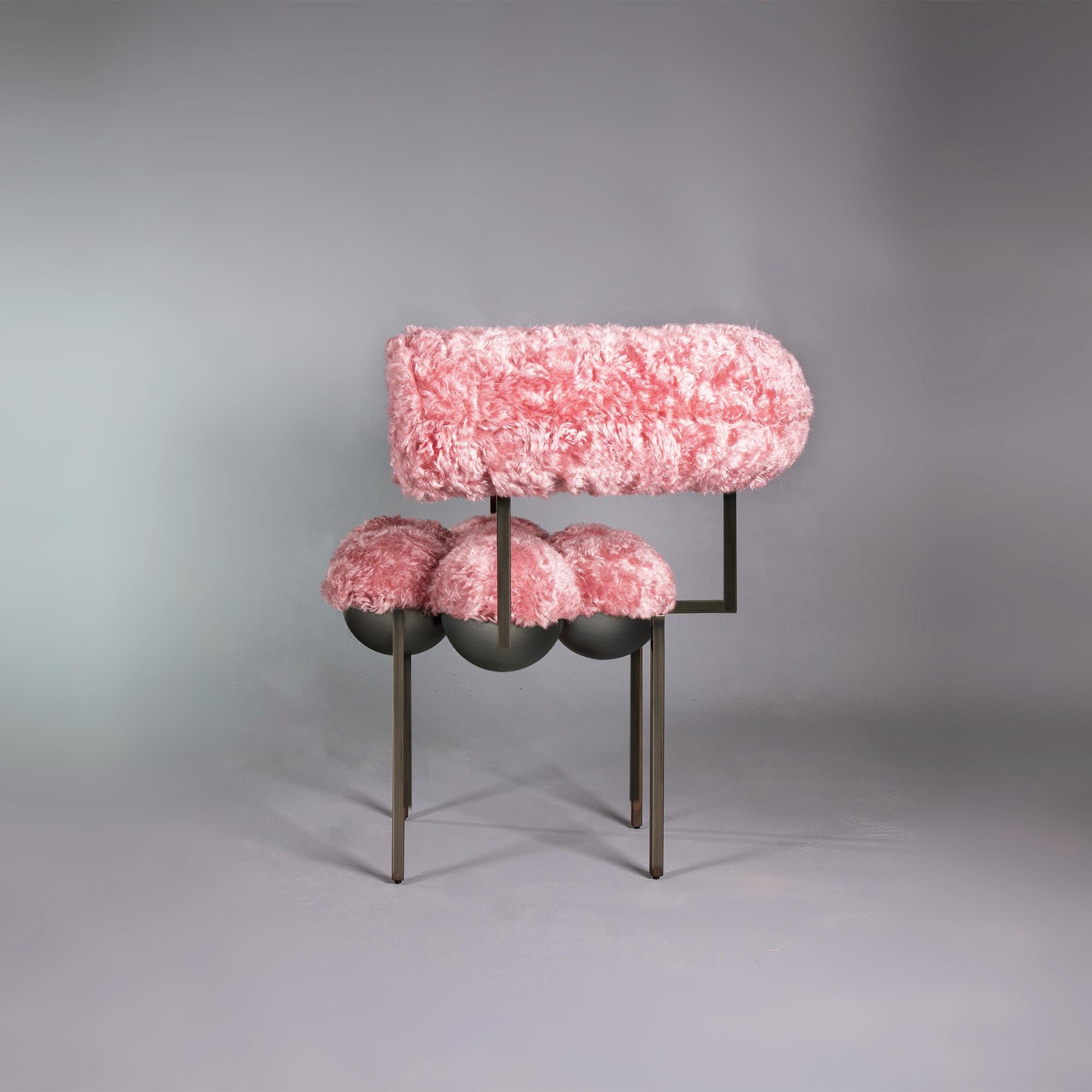 pink furry chair
