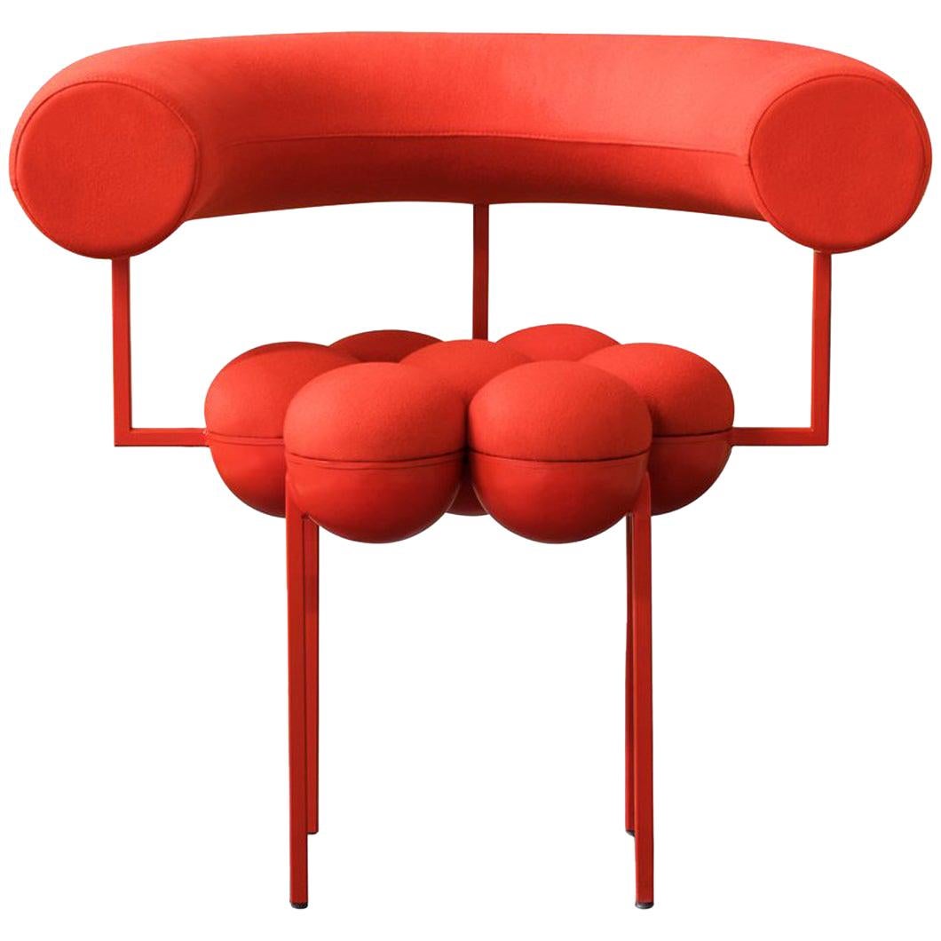 Saturn Chair, Red Coated Steel Frame and Red Wool by Lara Bohinc