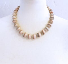 Saturn Chalcedony 14mm Round Beaded Necklace with Interlocking Clasp
