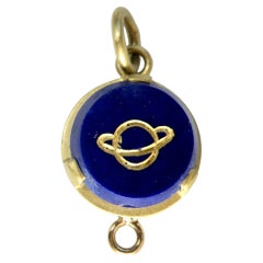 Saturn Lapis Lazuli Pendant 15mm 18K