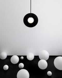 SATURN - Modern light fixture, black color, metal and glass