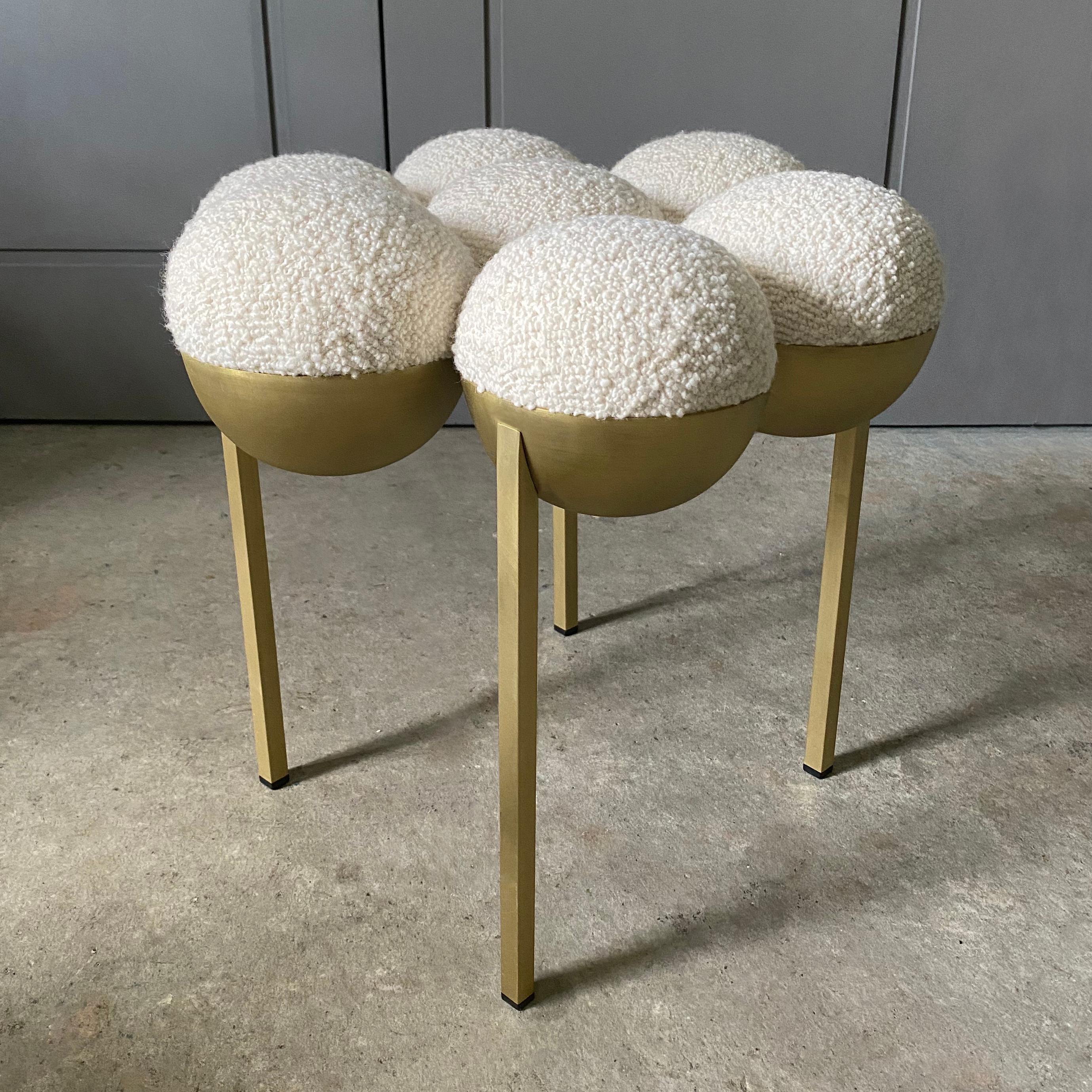 Saturn Pouffe Small, Brass Frame and Ivory Fabric by Lara Bohinc In New Condition For Sale In Holland, AMSTERDAM