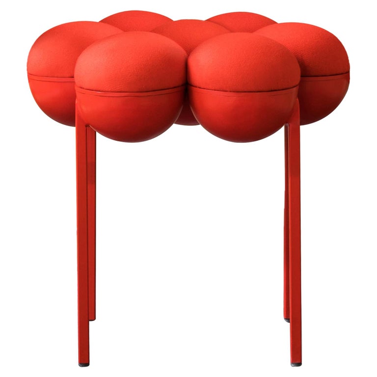 Saturn Pouffe Small, Red Coated Steel Frame and Red Wool by Lara Bohinc For  Sale at 1stDibs | red pouffe