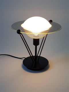 Saturn Shaped Glass Table Lamp, 1980s, Italia