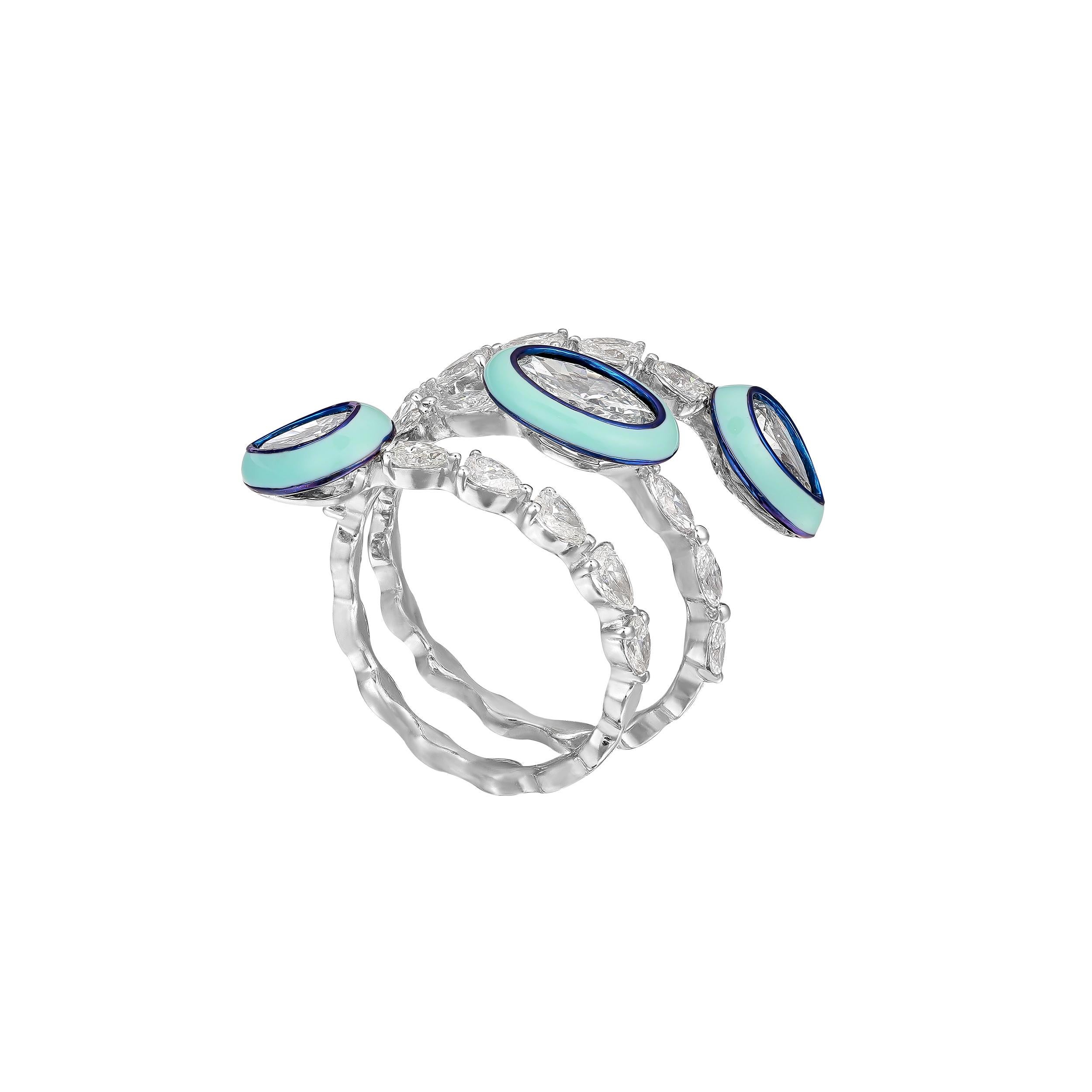 Pear Cut Saturn Spiral Ring For Sale