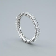 Saturn Wire Eternity ring with baguette cut Diamonds, 2.10cts and platinum