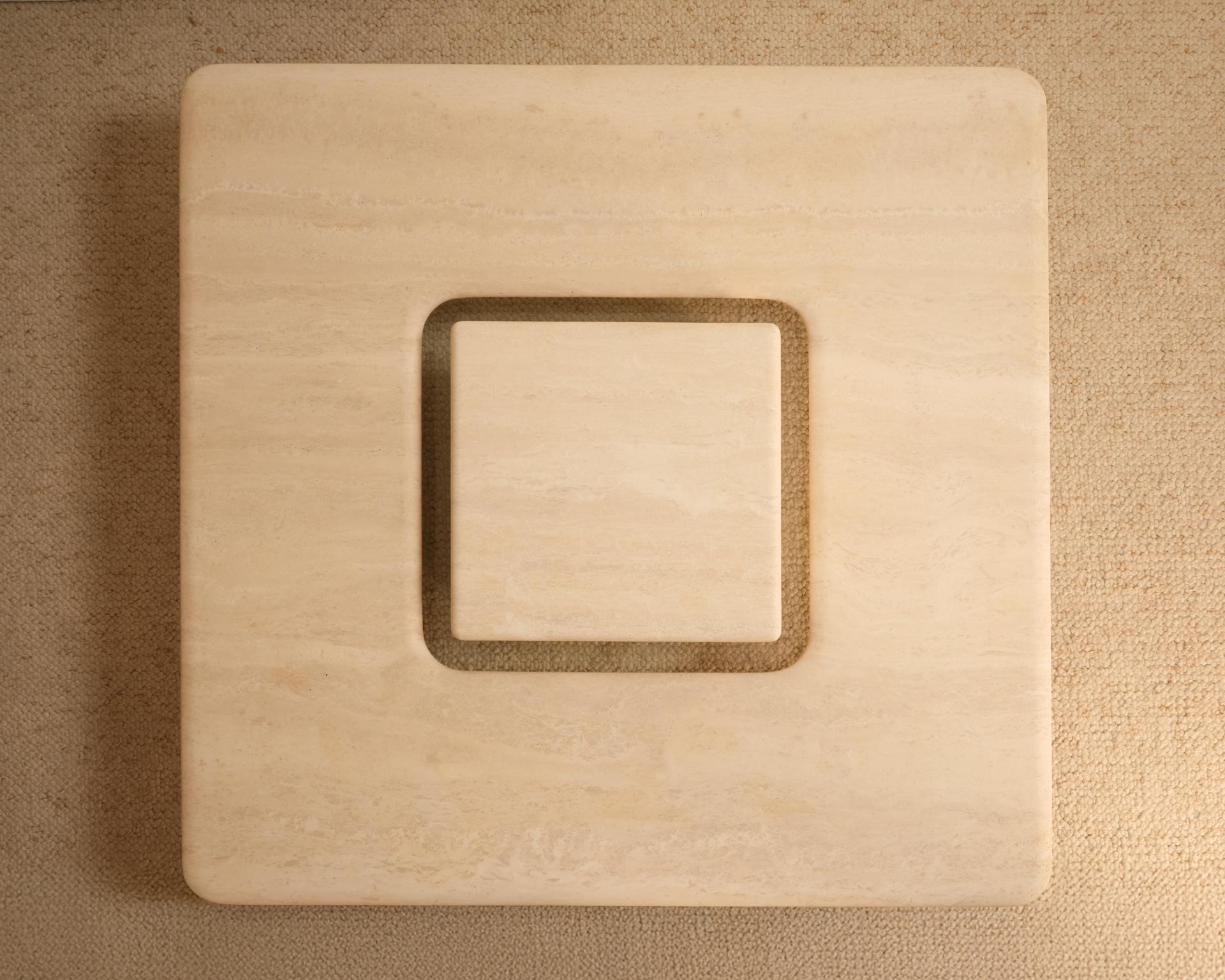 Saturne travertine coffee table - Berraldacci For Sale 1